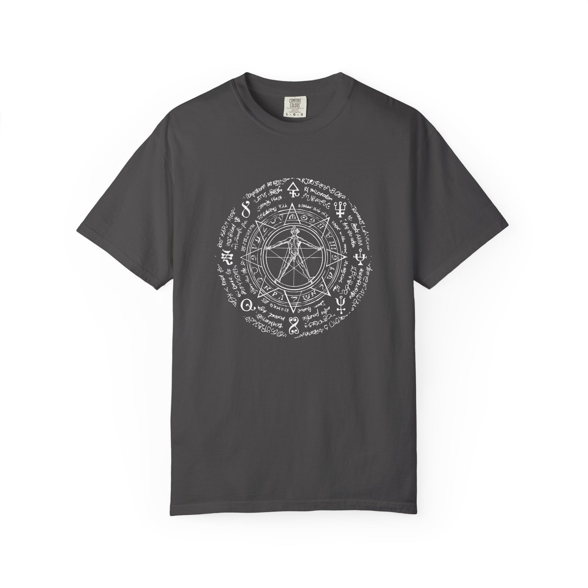 Occult Vitruvian Circle T-Shirt — Alchemy Symbols Graphic Tee