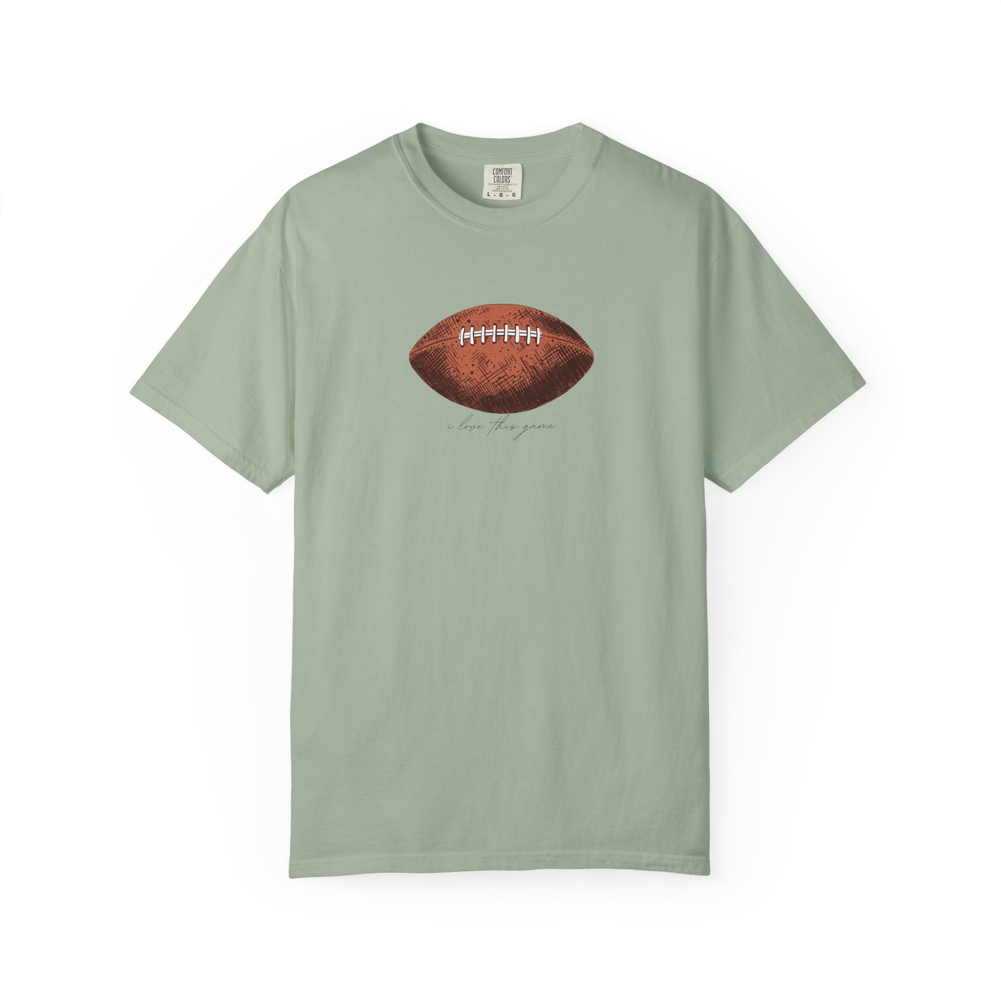 Green vintage leather football graphic t-shirt