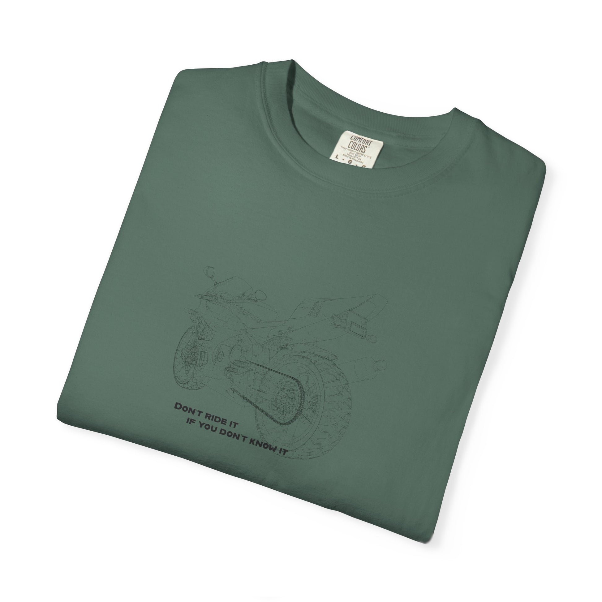 Graphic T-Shirt — Minimalist Tee, Motorcycle drawing