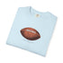 Light blue t-shirt with a brown football graphic on a white background