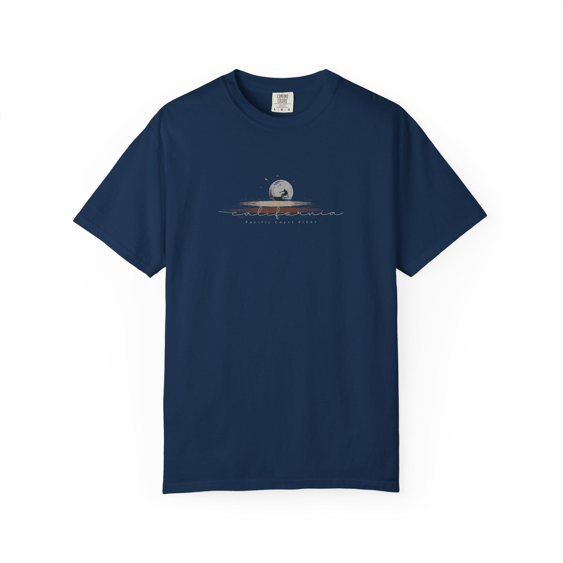 navy moonlit surf wave graphic t shirt