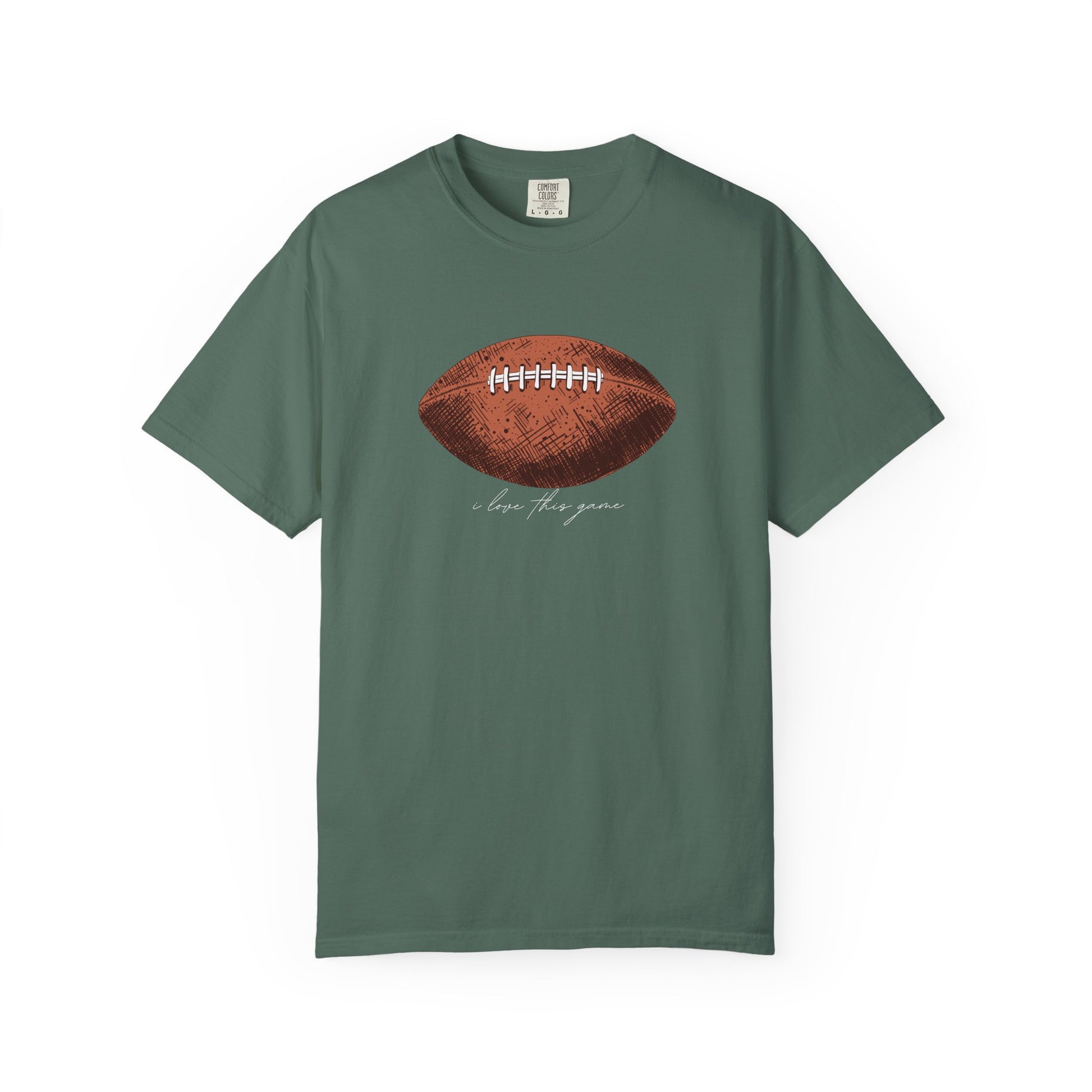 Football Graphic T-Shirt — Vintage Game Day Tee with "Love the Game" Script sport