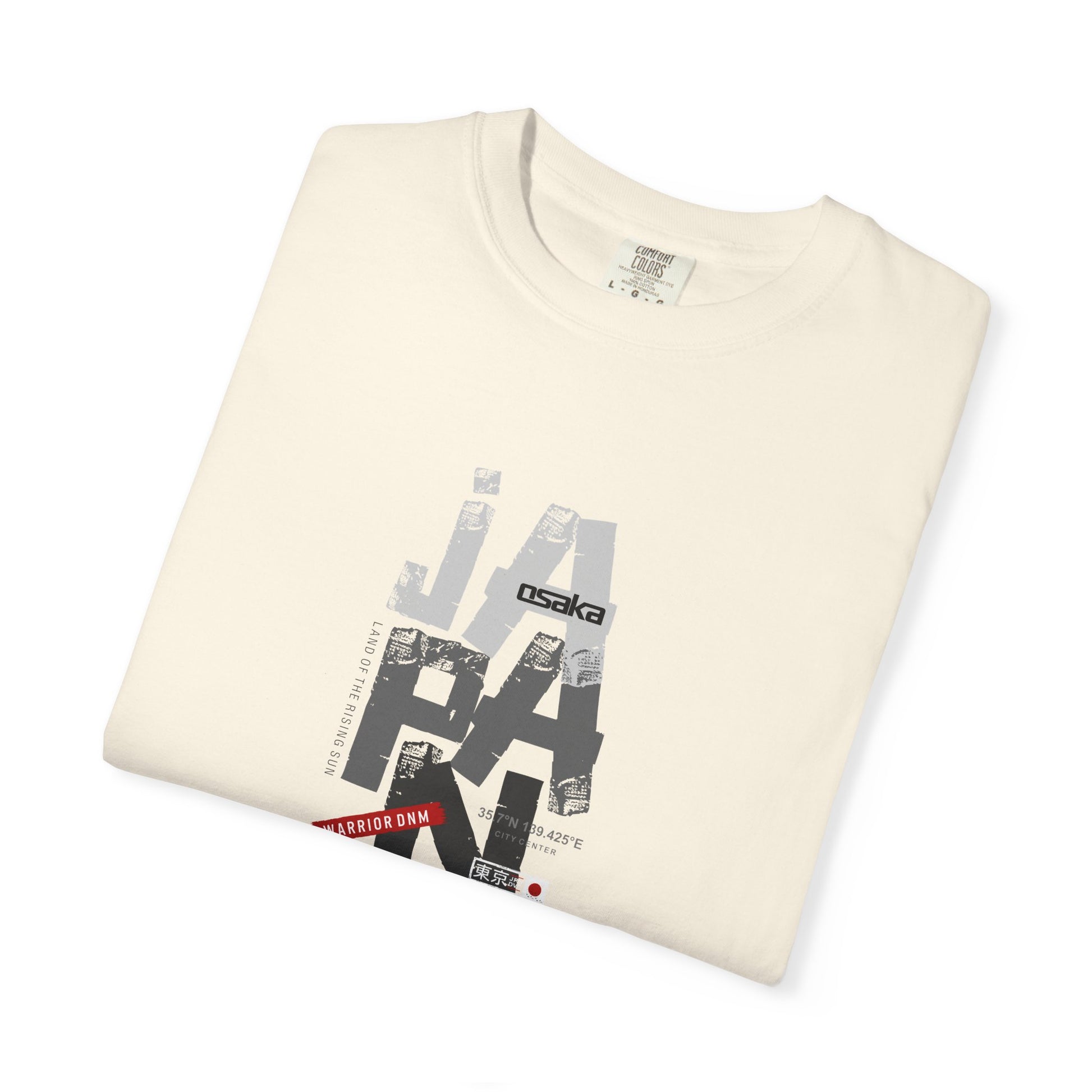 Japan Cityscape Graphic T-Shirt — Urban Travel Tee with Red Accent