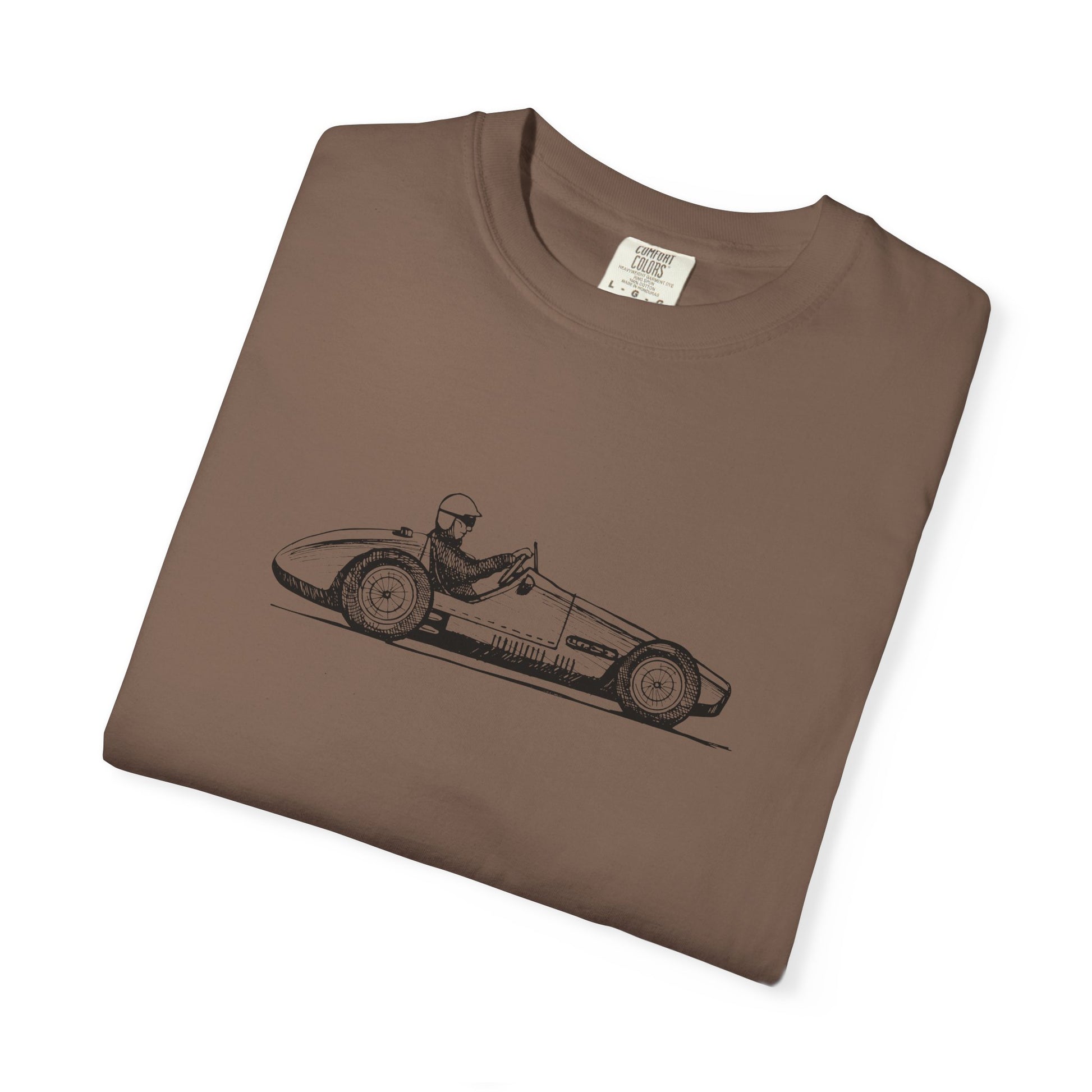Vintage Racing Car T-Shirt — Classic Open-Wheel Driver Illustration