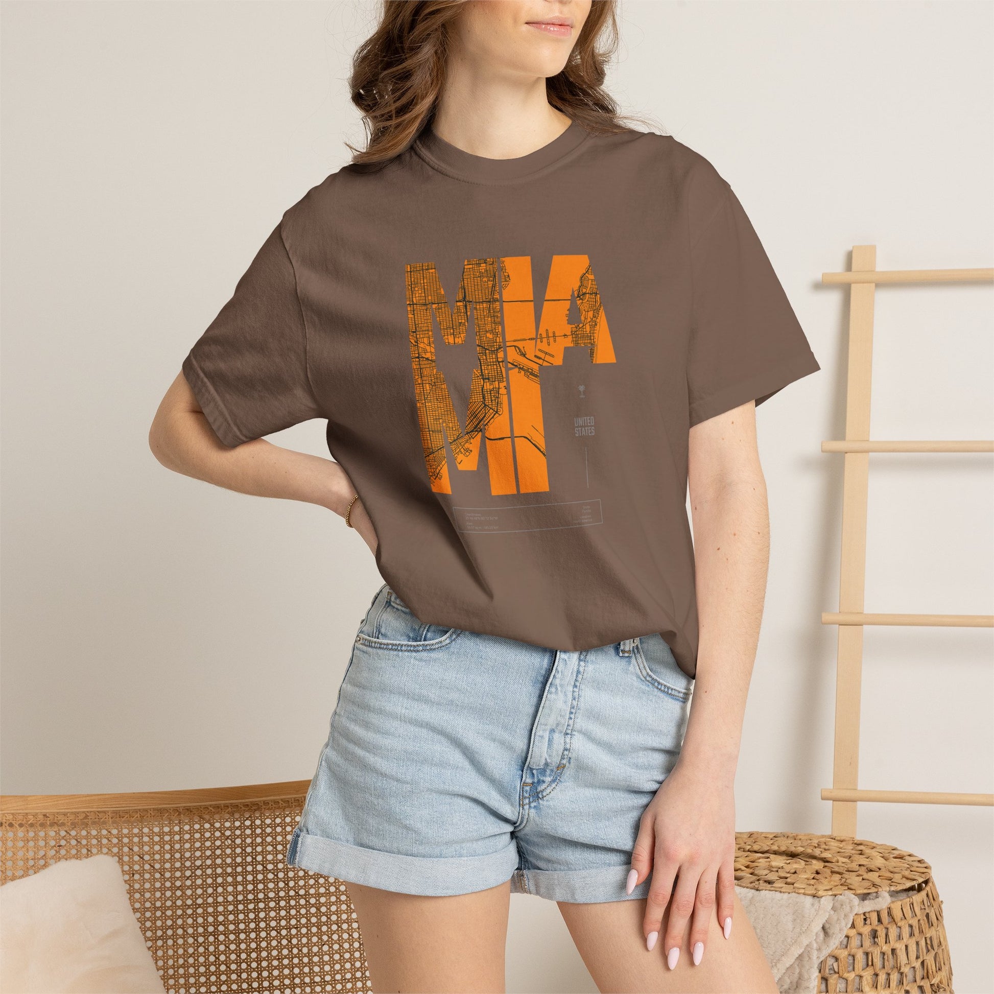 MIA MI Retro Block Graphic T-Shirt — Orange Vintage City Tee