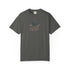 Gray t-shirt with a flag design on a white background