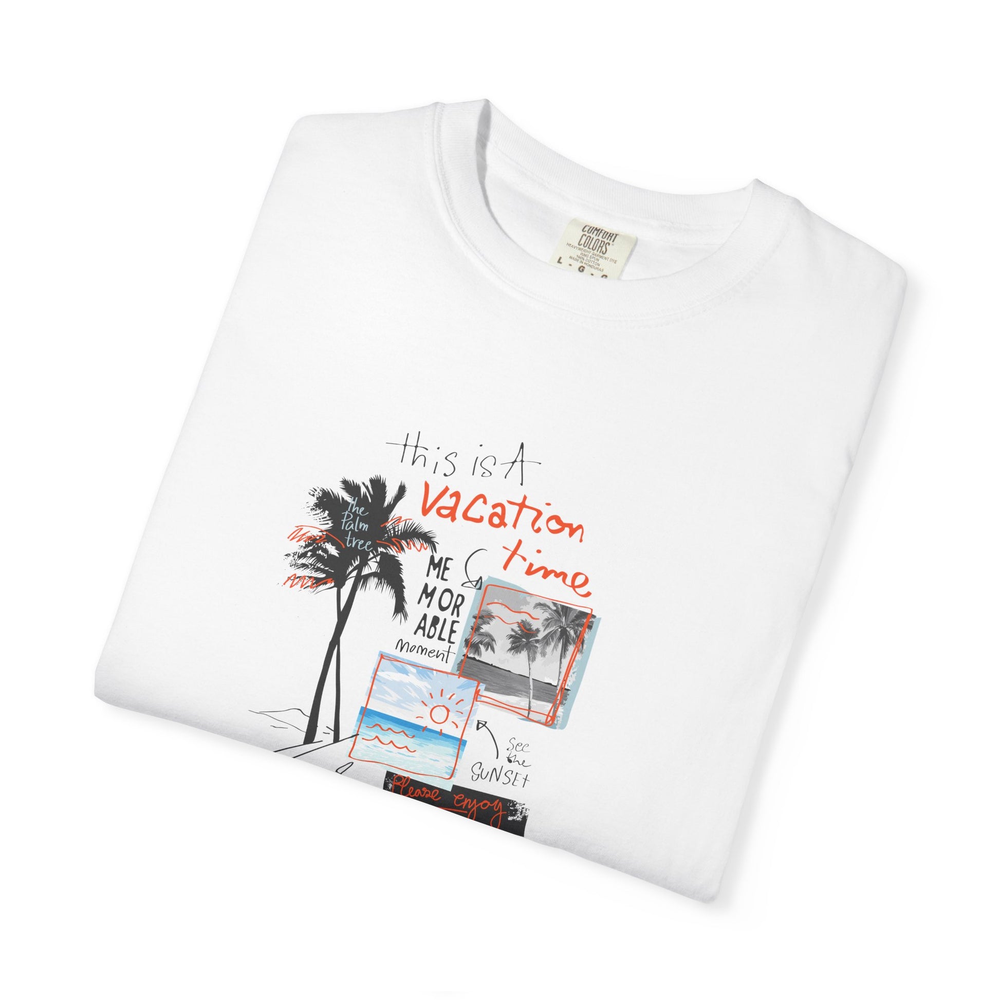 Vacation Vibes Graphic T-Shirt — Palm Tree Collage Tee Breeze