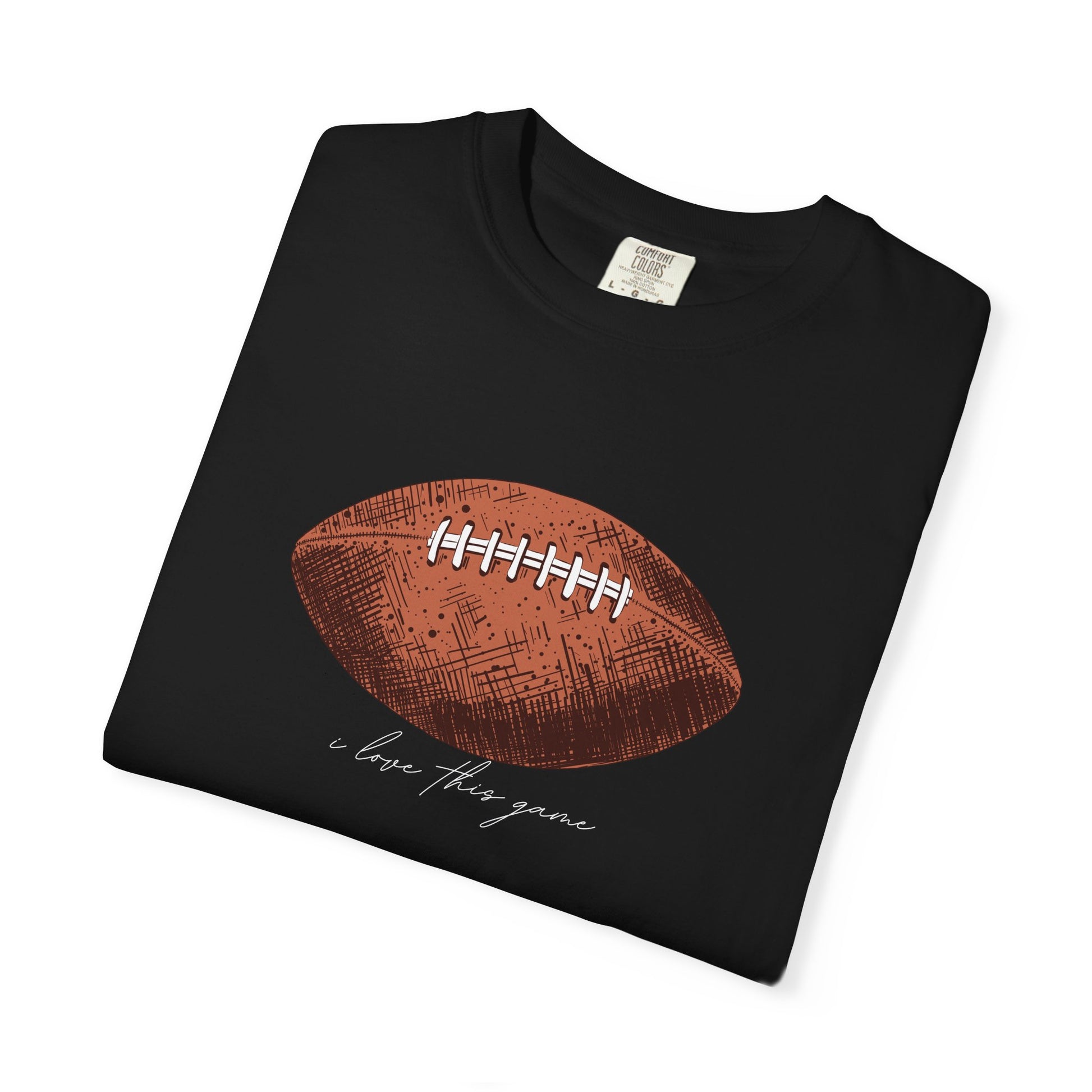 Football Graphic T-Shirt — Vintage Game Day Tee with "Love the Game" Script sport