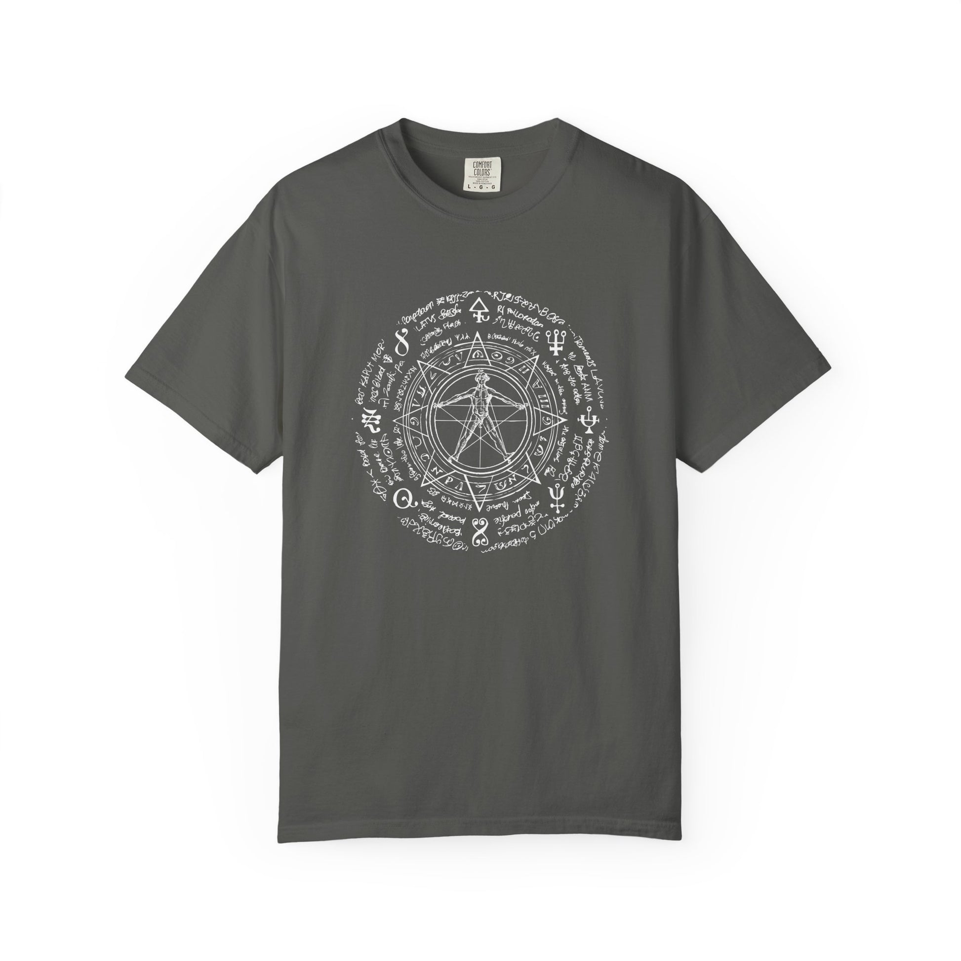 Occult Vitruvian Circle T-Shirt — Alchemy Symbols Graphic Tee