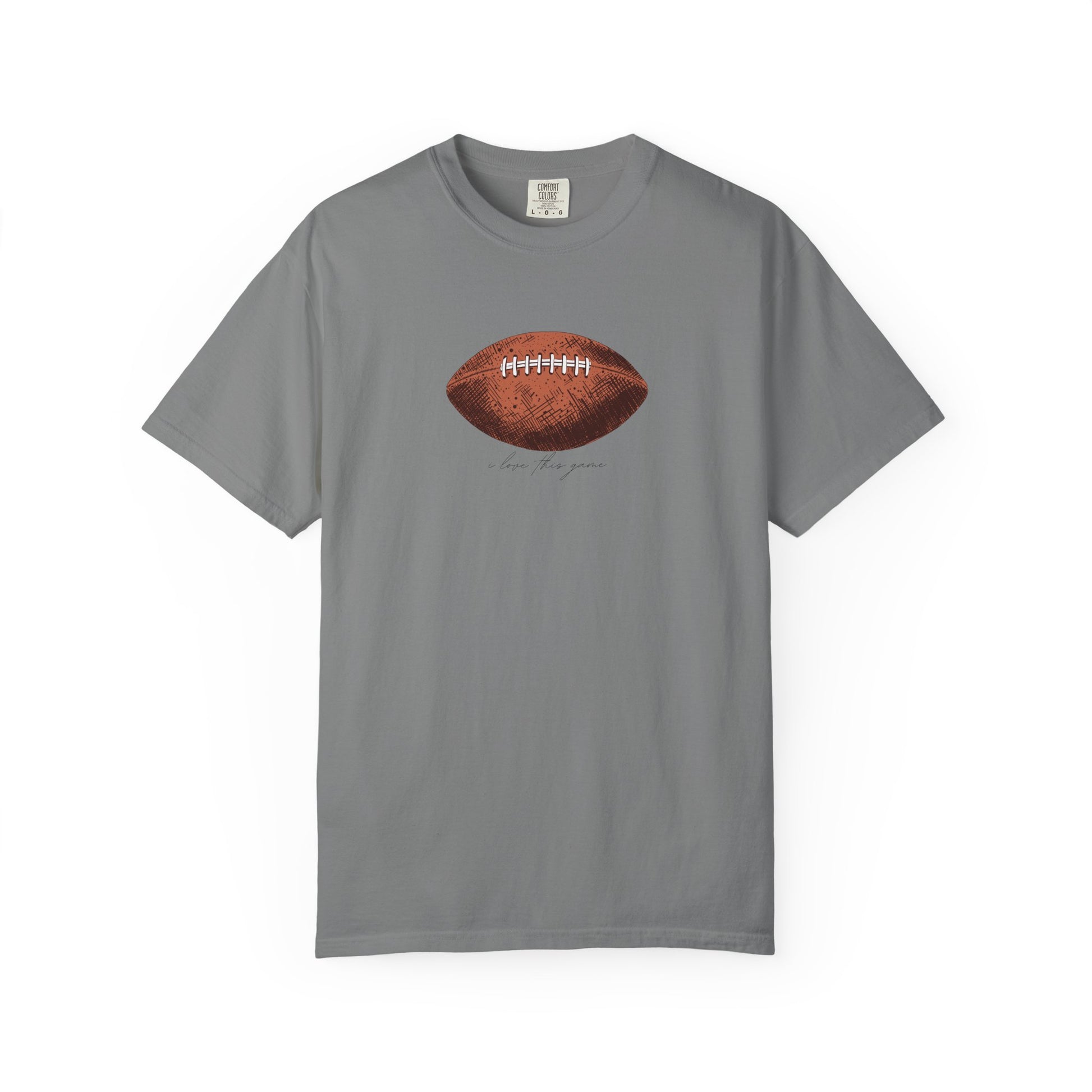 Gray vintage leather football graphic t-shirt