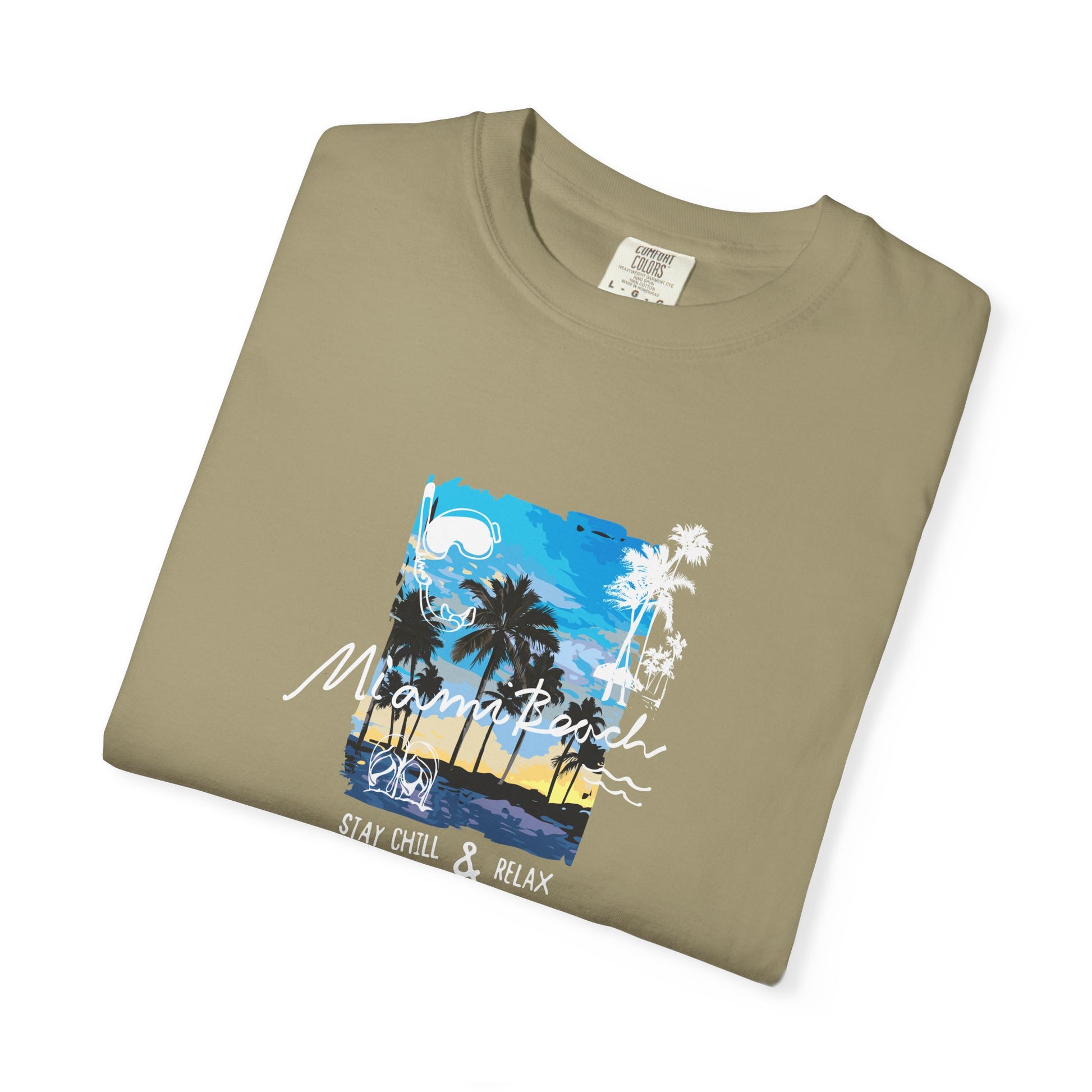 Maui Beach T-Shirt — "Stay Chill & Relax" Tropical Palm Sunset Tee