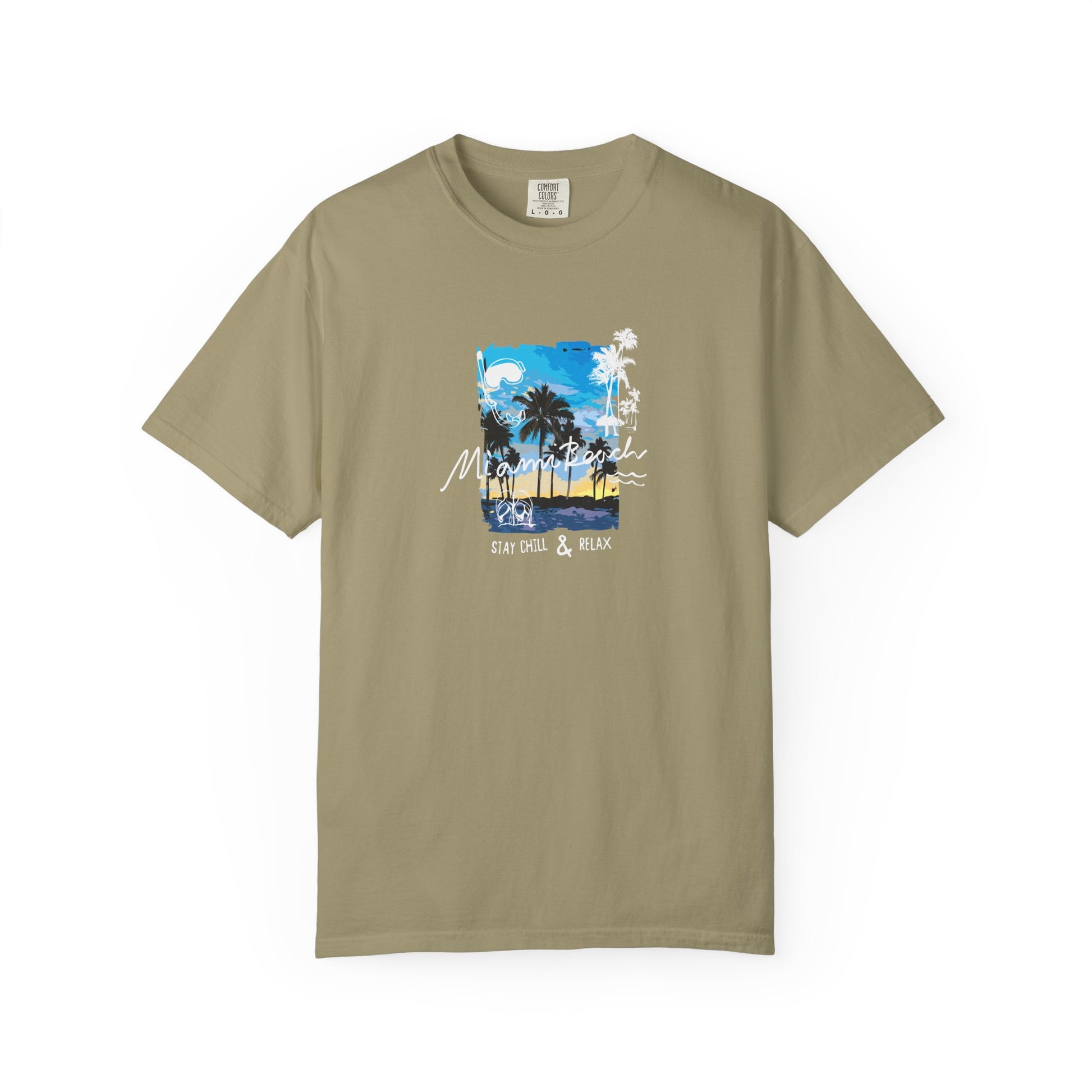 Maui Beach T-Shirt — "Stay Chill & Relax" Tropical Palm Sunset Tee