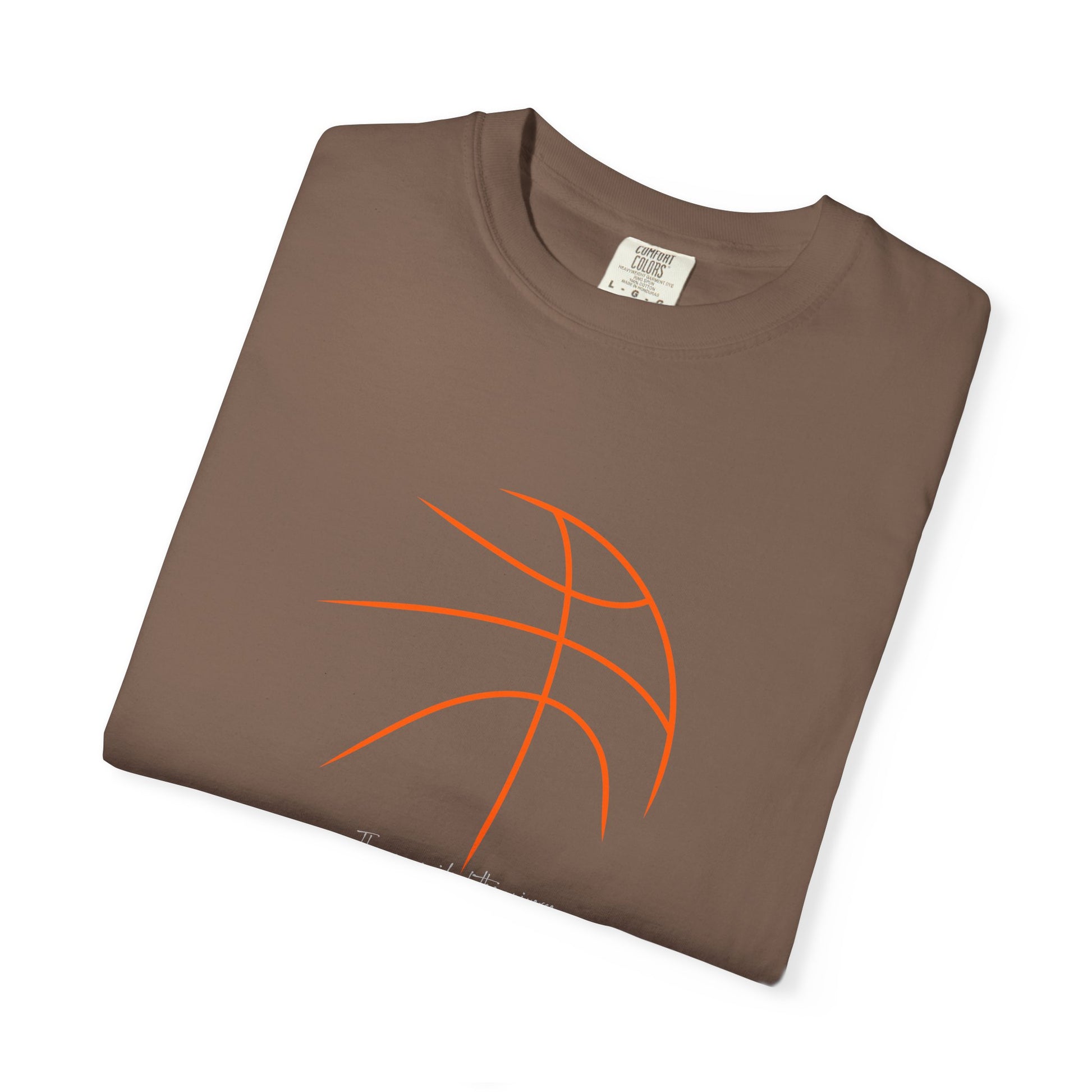 Basketball Outline Tee — Minimal Orange Basketball Graphic T-Shirt sport