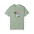 Green t-shirt with a graphic design on a white background