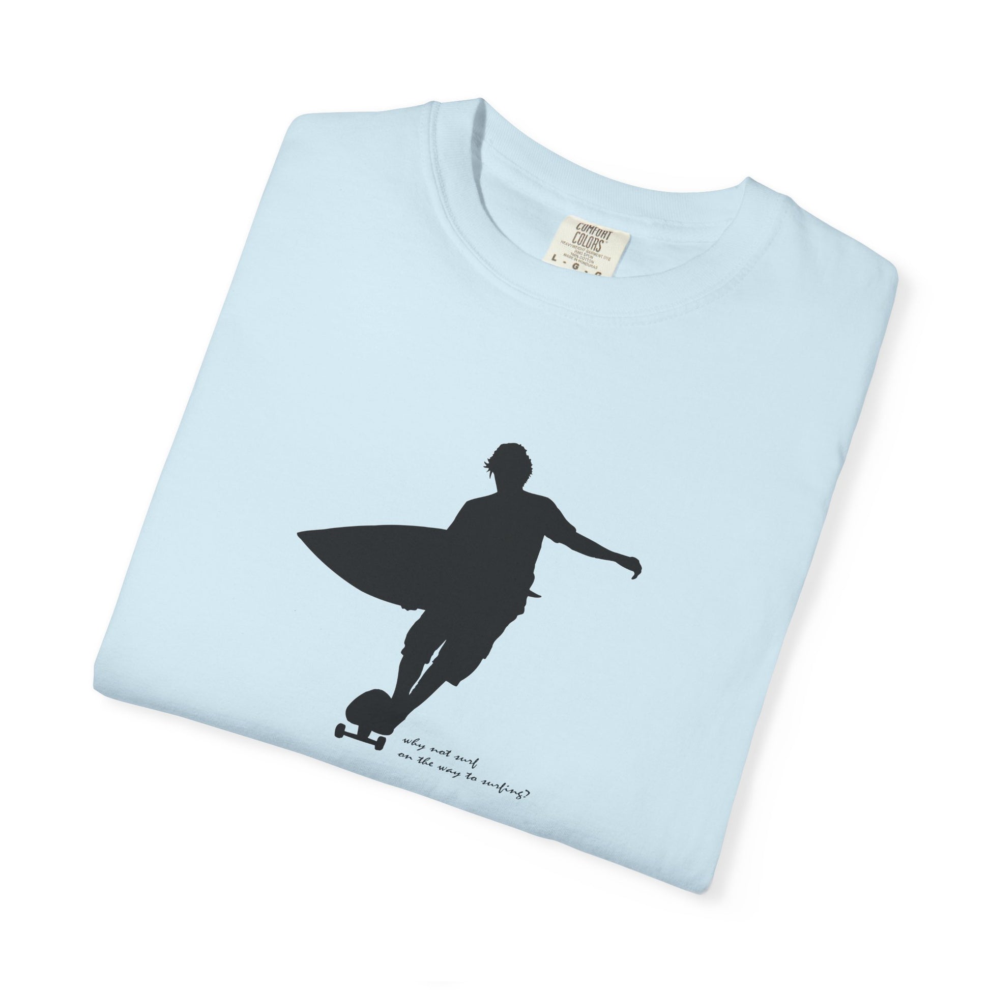 Surfer Silhouette Tee — Minimal Surfboard Graphic T-Shirt