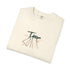 Folded cream-colored t-shirt with 'Scotland Summer '26' text and saltire design on a white background