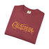 Black t-shirt with yellow text 'Papa hat das!' on a white background