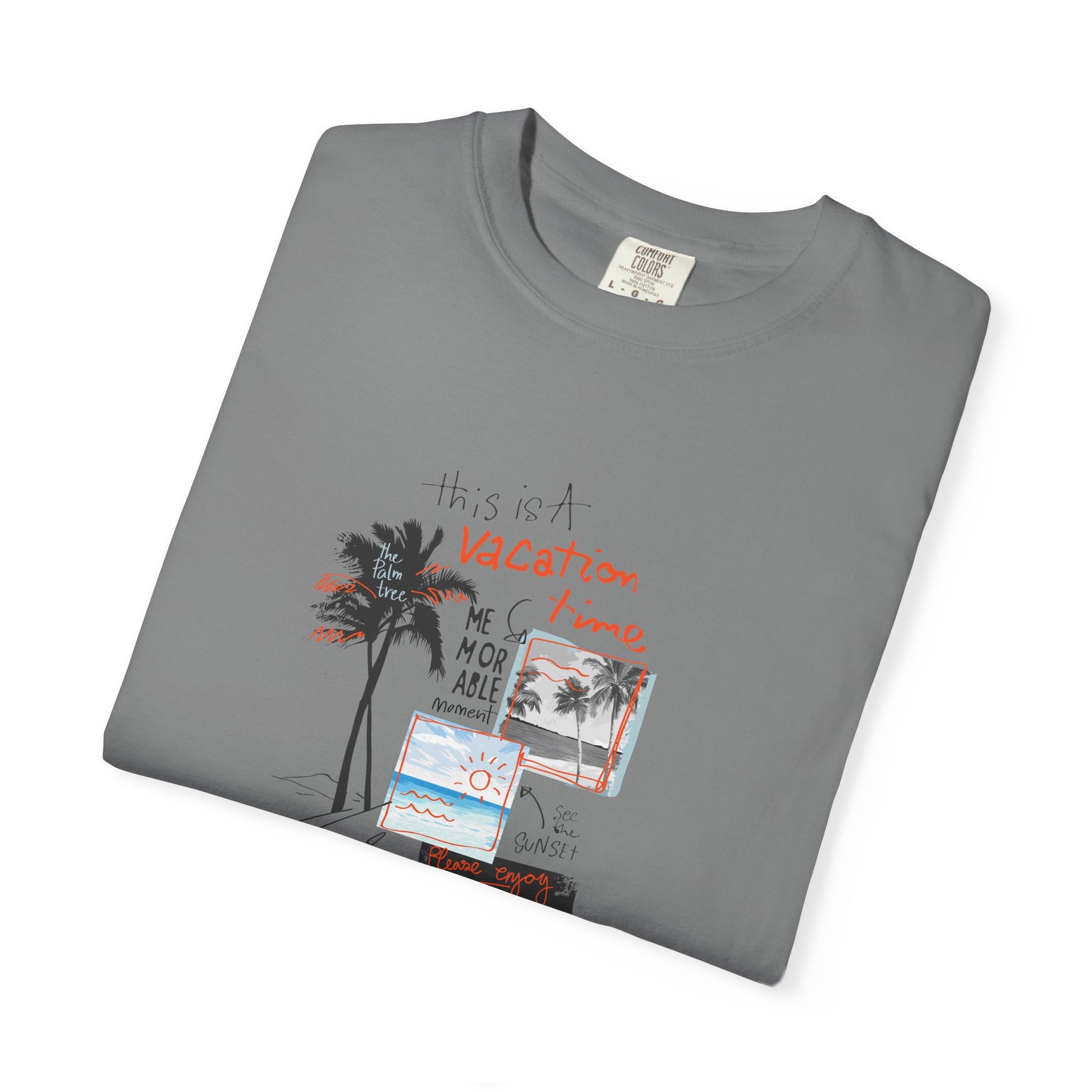 Vacation Vibes Graphic T-Shirt — Palm Tree Collage Tee Breeze