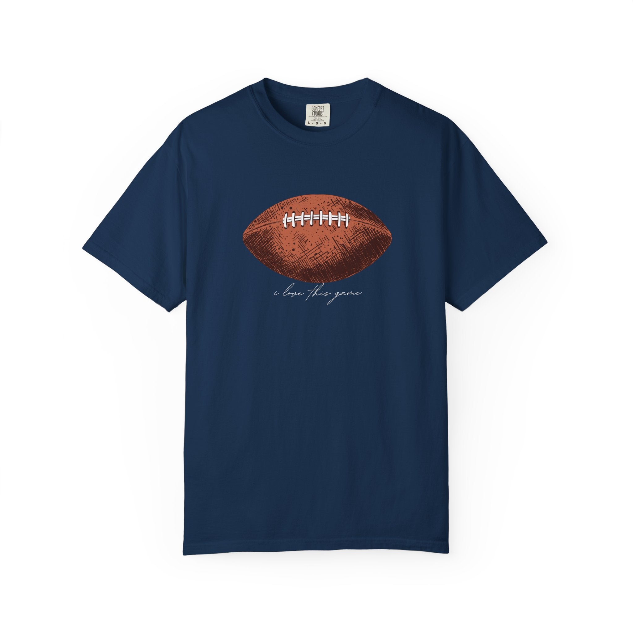 Football Graphic T-Shirt — Vintage Game Day Tee with "Love the Game" Script sport