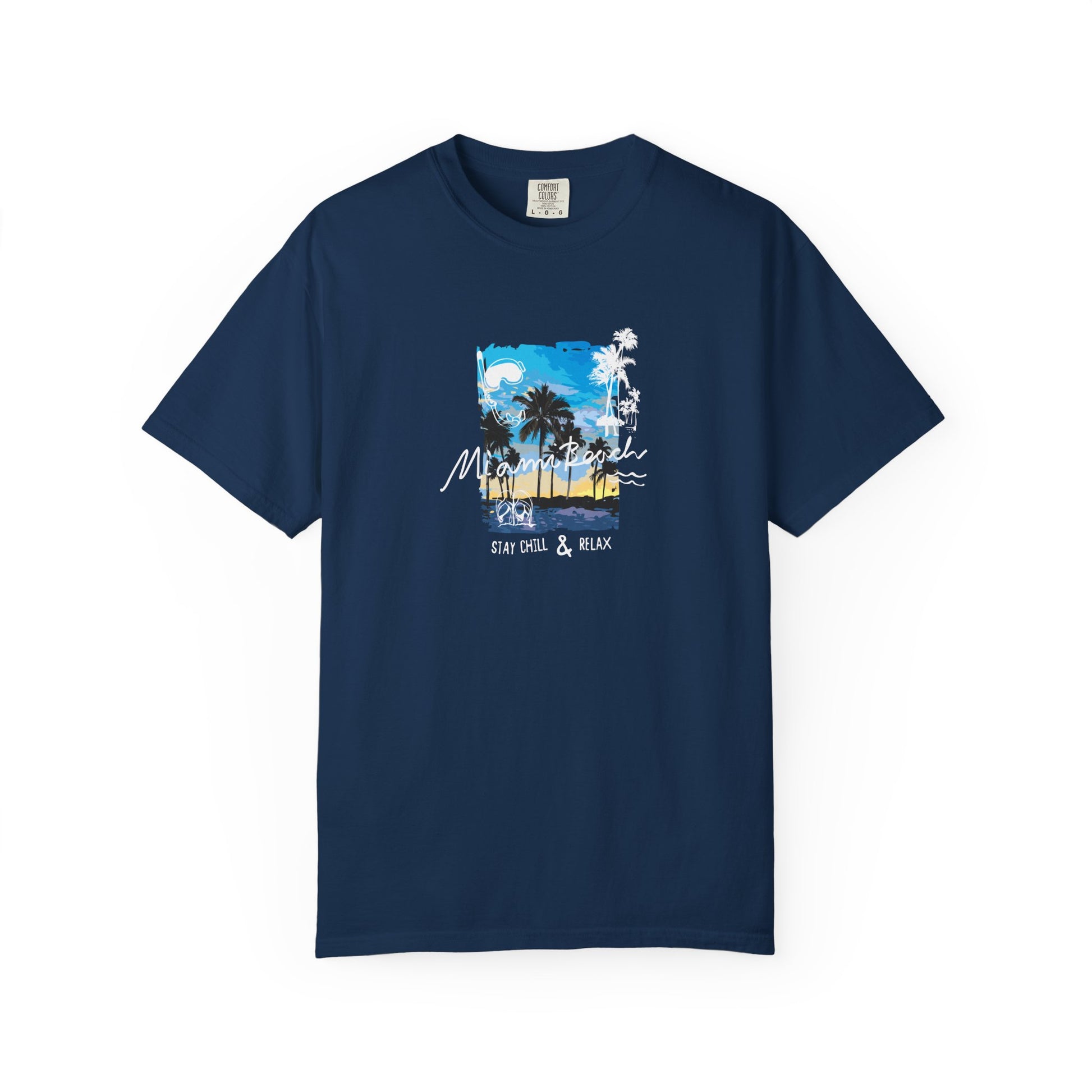 Maui Beach T-Shirt — "Stay Chill & Relax" Tropical Palm Sunset Tee