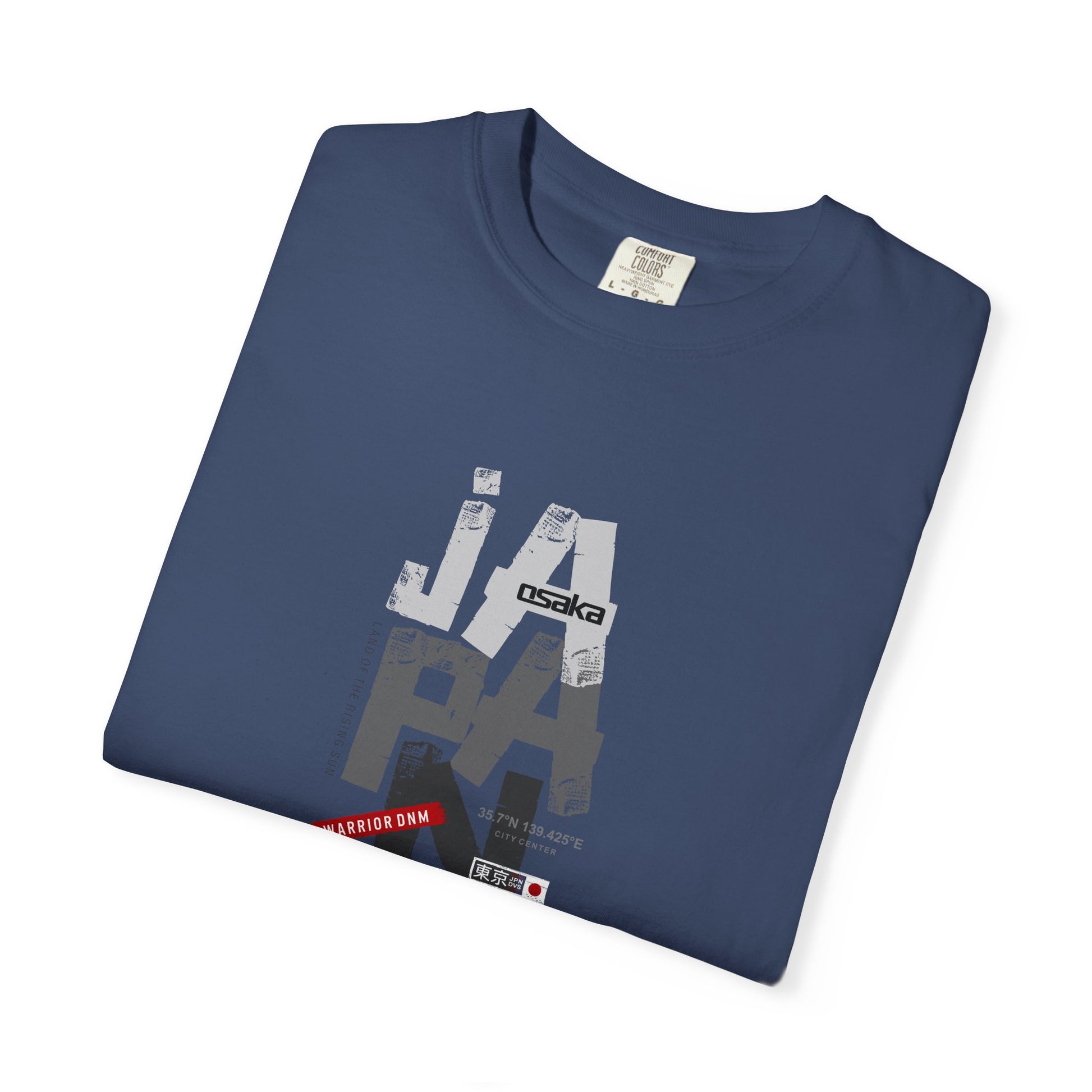 Japan Cityscape Graphic T-Shirt — Urban Travel Tee with Red Accent