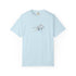 Light blue t-shirt with a graphic design on a white background