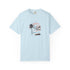 Light blue t-shirt with a graphic design on a white background