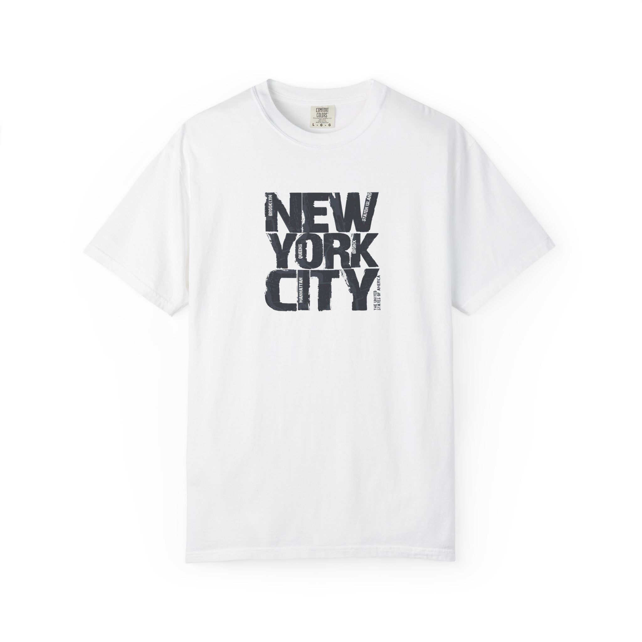 White new york city block print graphic t-shirt