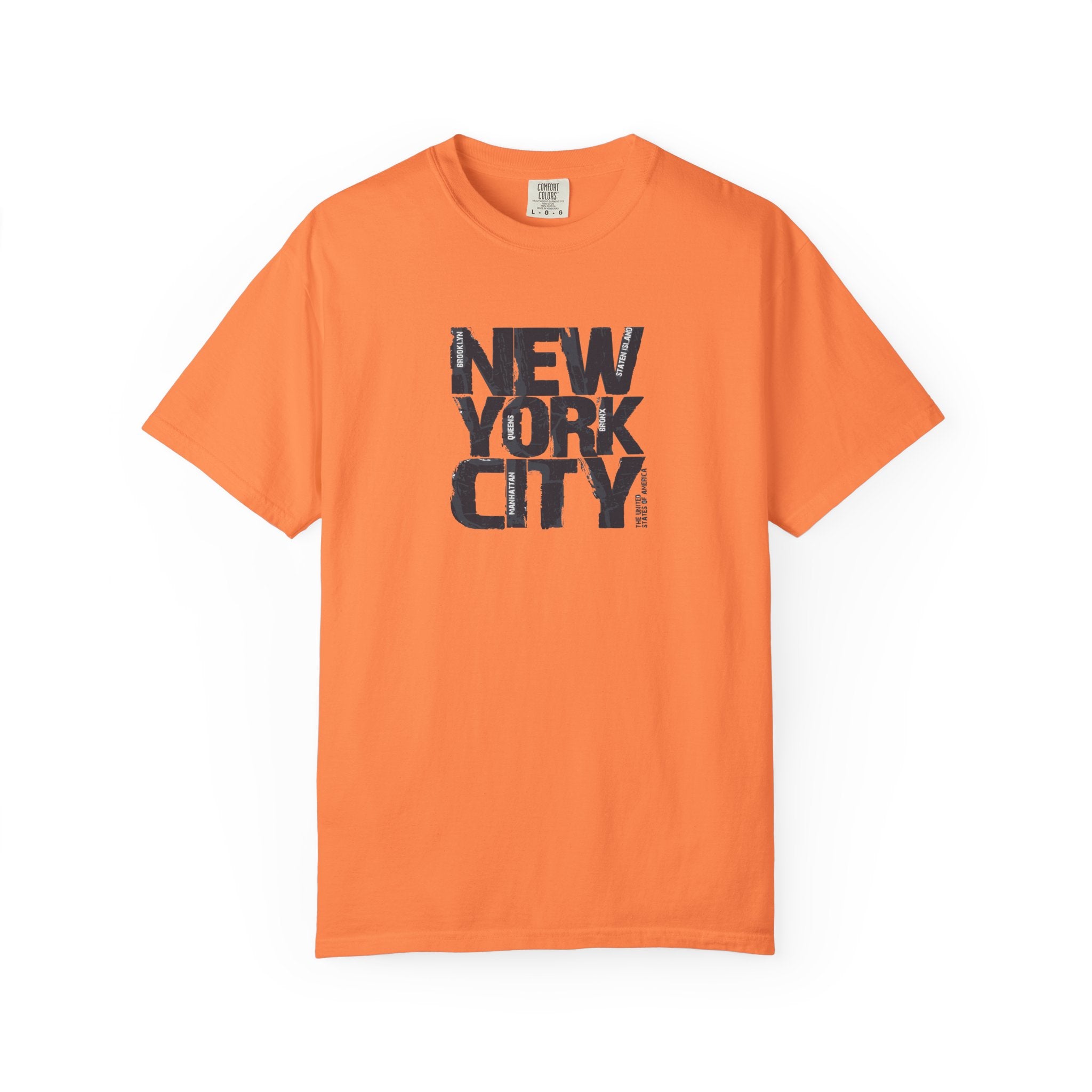 Orange new york city block print graphic t-shirt