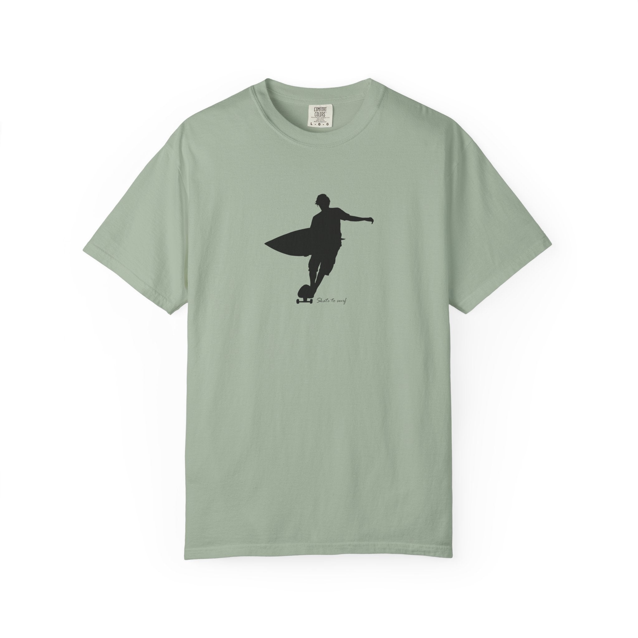 Surfer Silhouette Tee — Minimal Surfboard Graphic T-Shirt