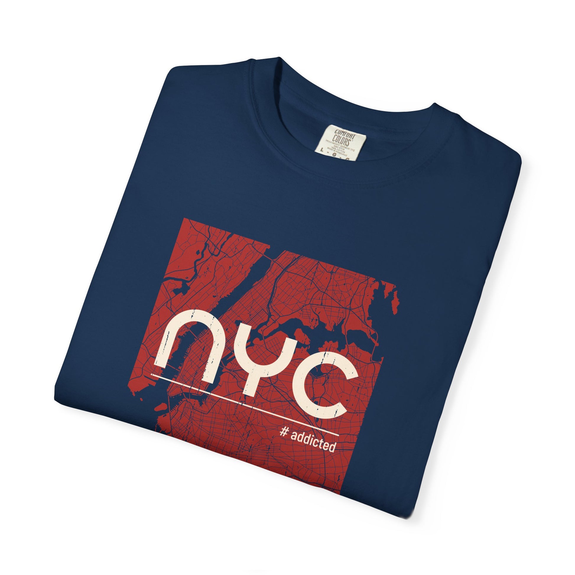 NYC Map Vintage Tee — Garment-Dyed Gray T-Shirt with Retro City Skyline Graphic world