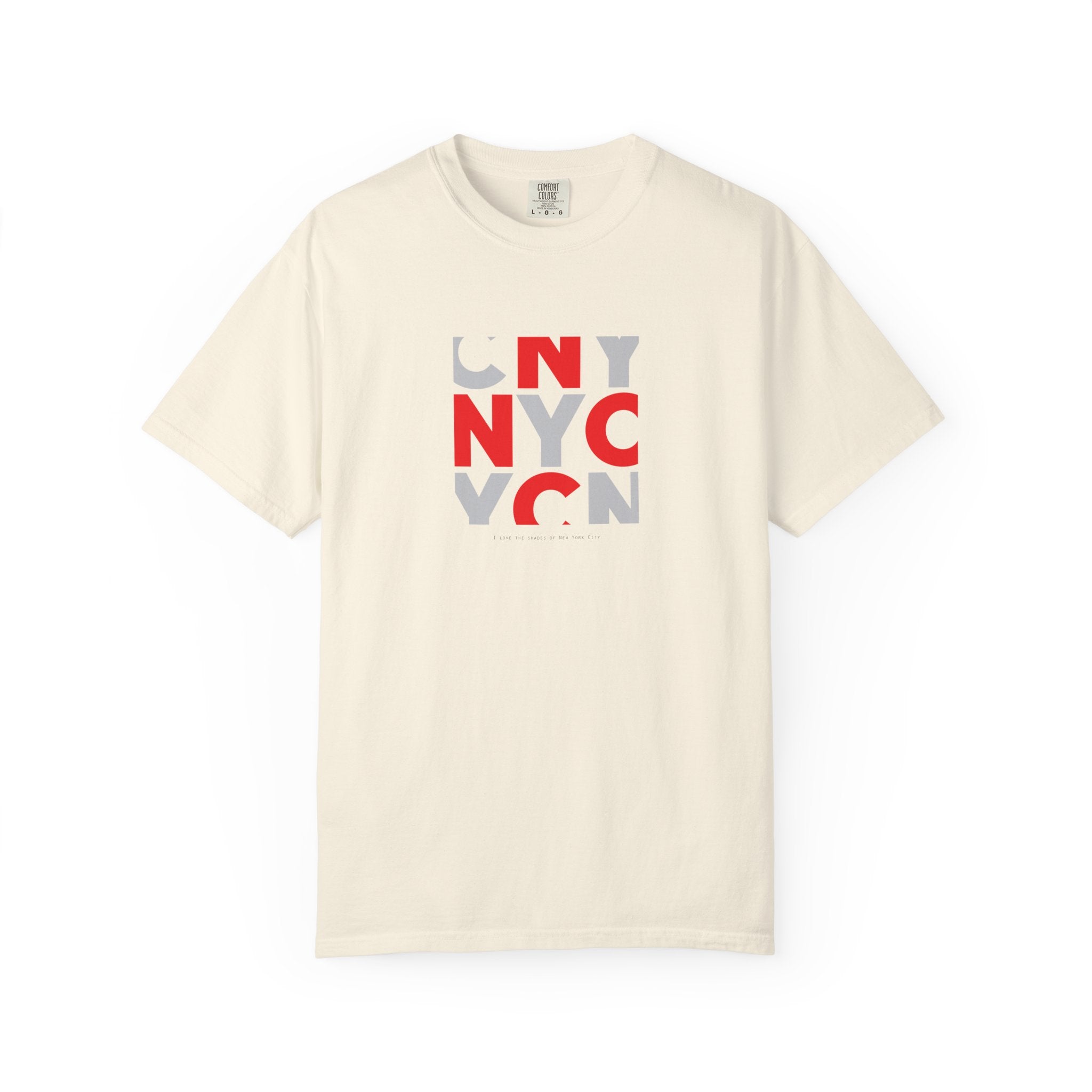 NYC Block Graphic T-Shirt — Retro Red & Gray City Design