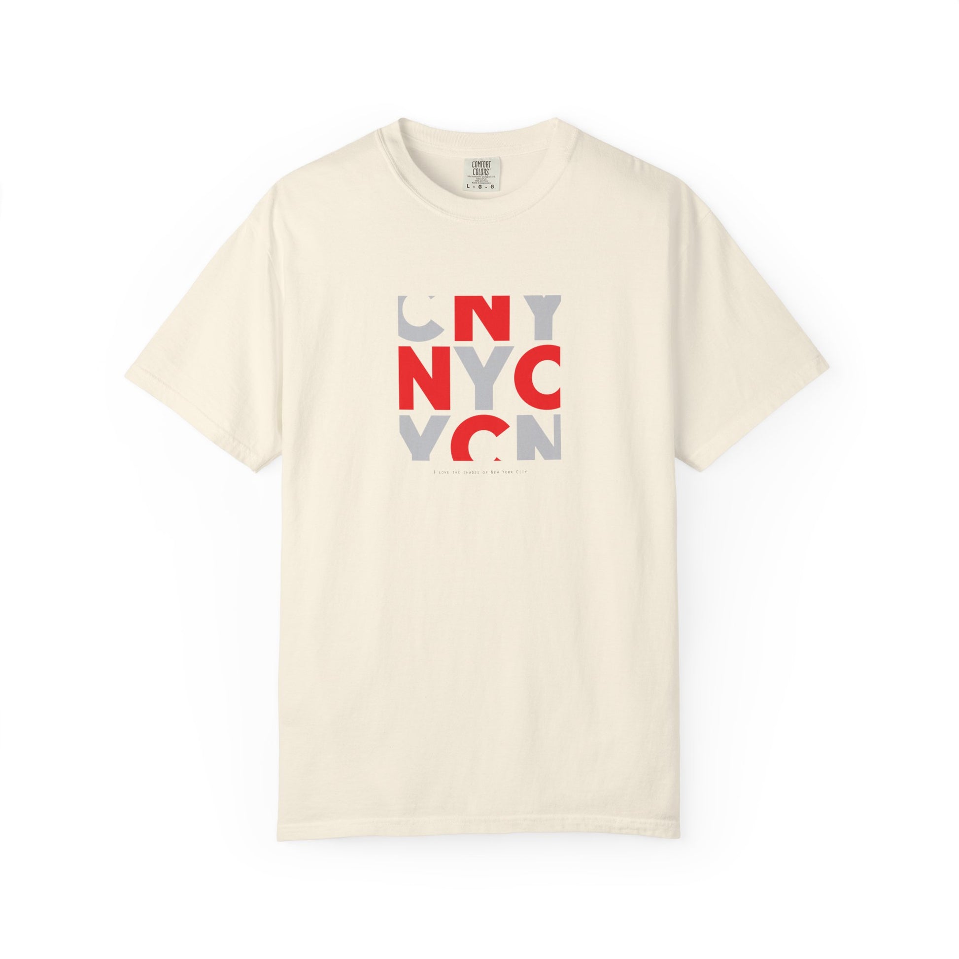 NYC Block Graphic T-Shirt — Retro Red & Gray City Design