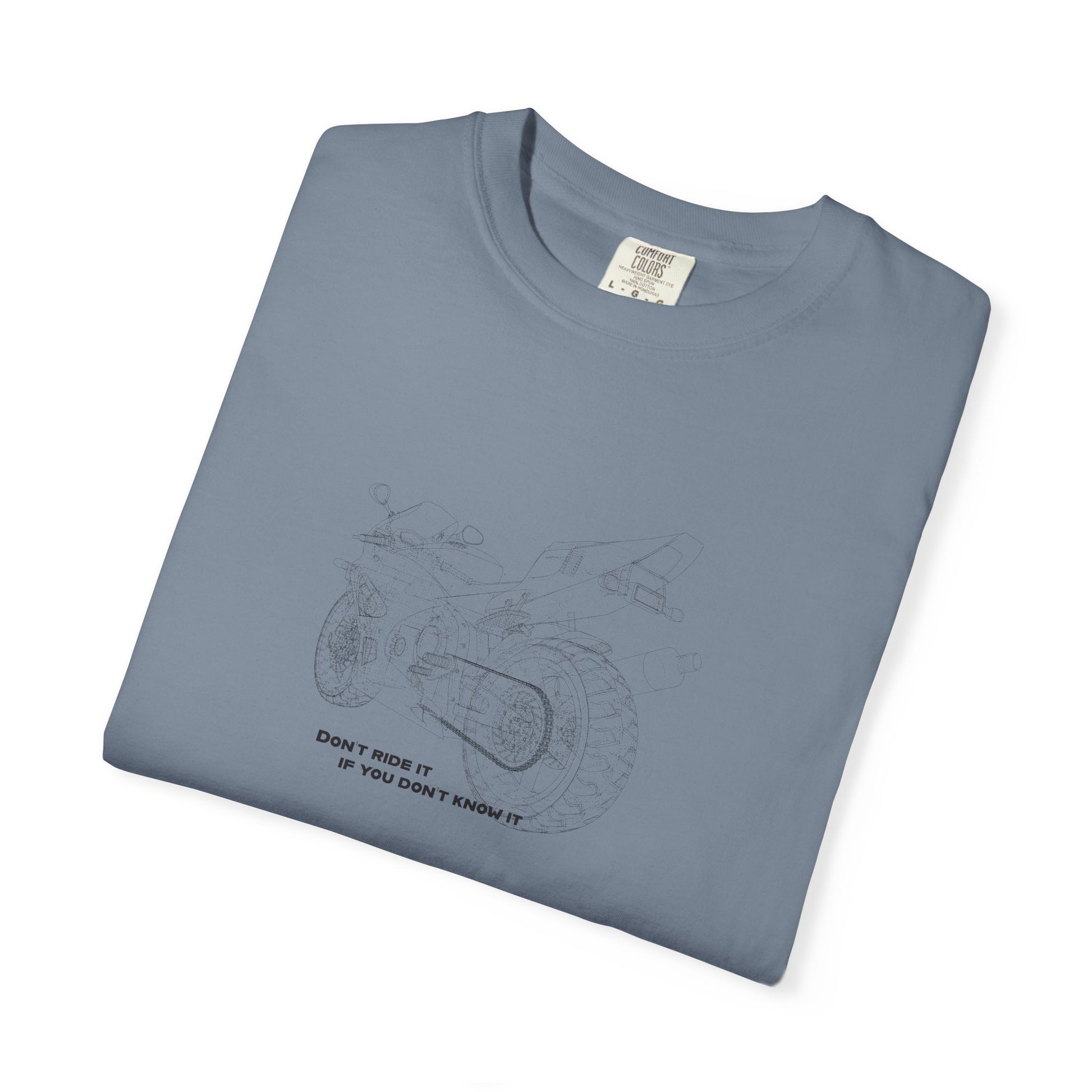Graphic T-Shirt — Minimalist Tee, Motorcycle drawing