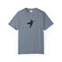 Minimal surfer silhouette graphic t-shirt with surfboard coastal surf design