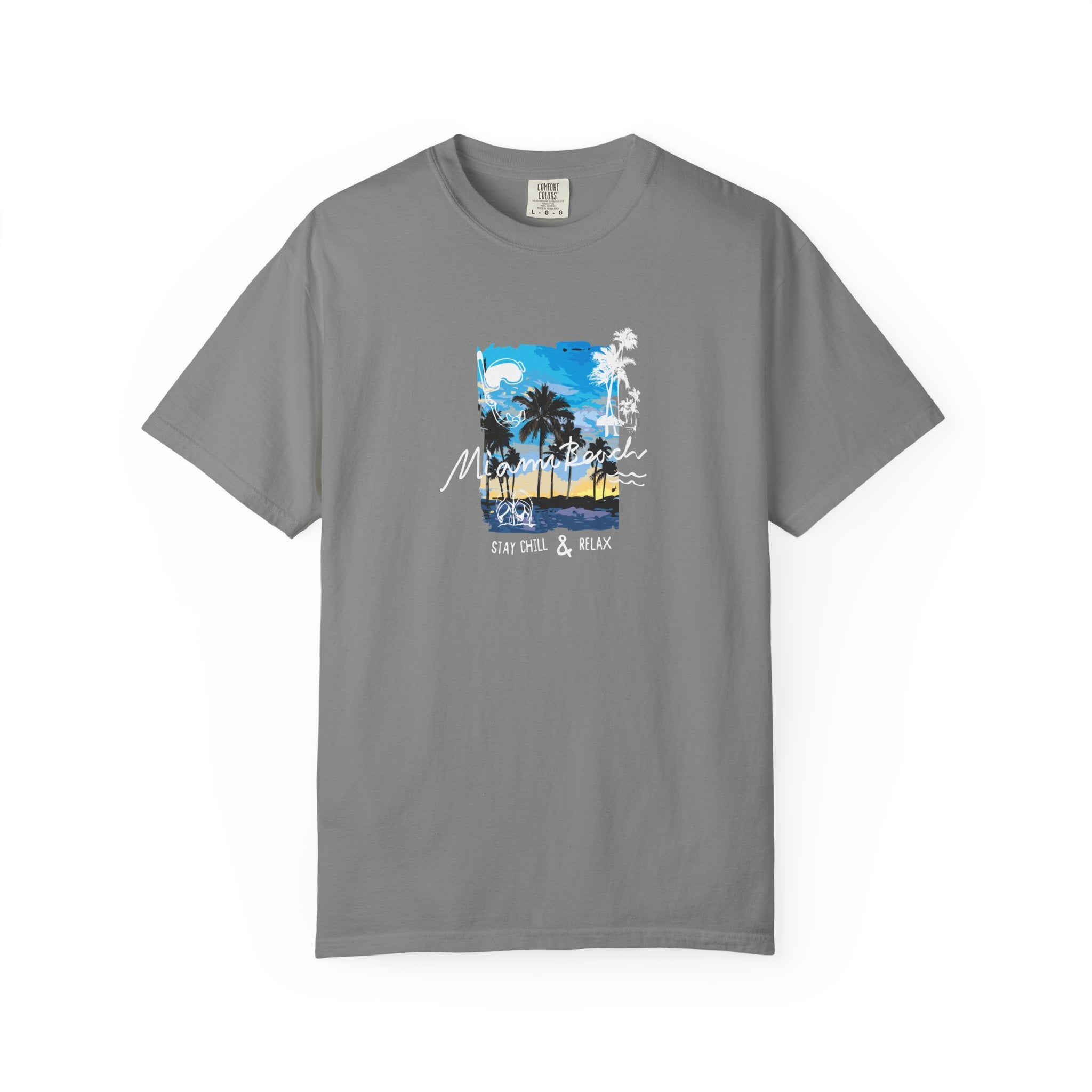 Maui Beach T-Shirt — "Stay Chill & Relax" Tropical Palm Sunset Tee