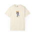Beige t-shirt with a bear graphic and text 