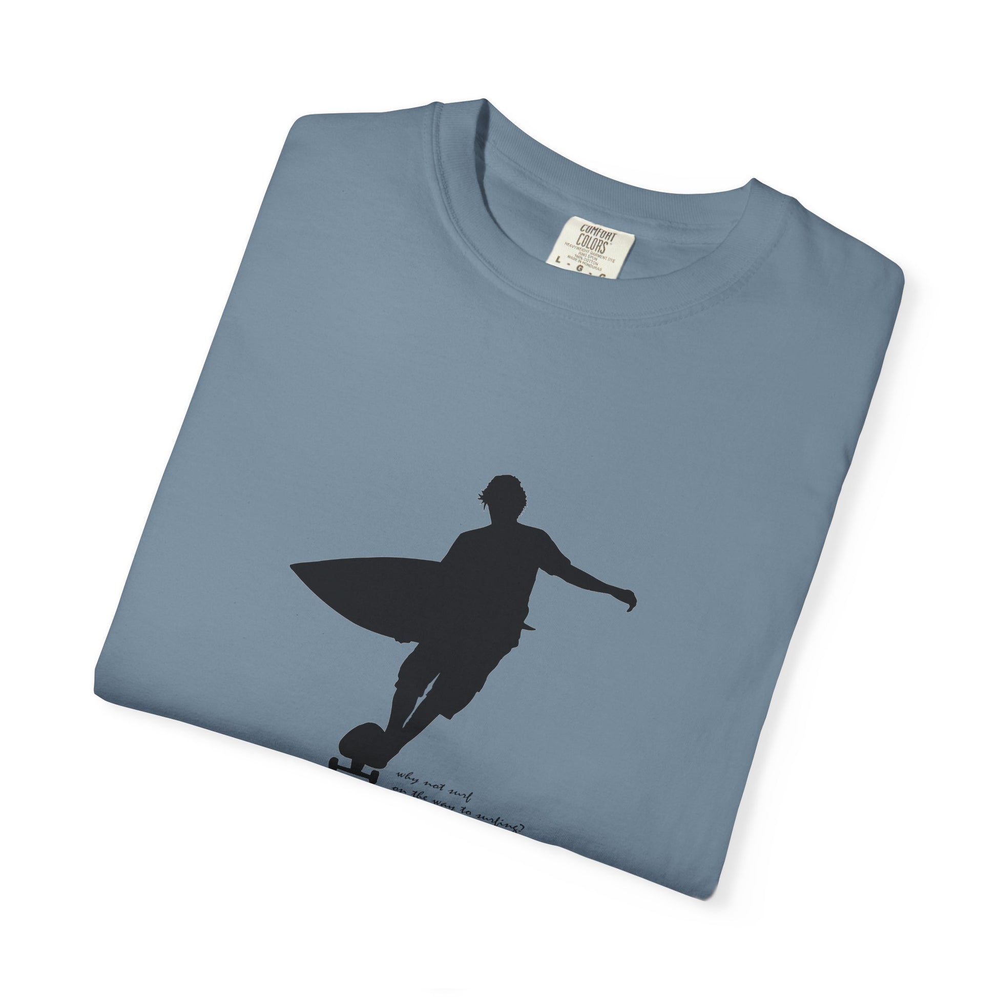 Surfer Silhouette Tee — Minimal Surfboard Graphic T-Shirt