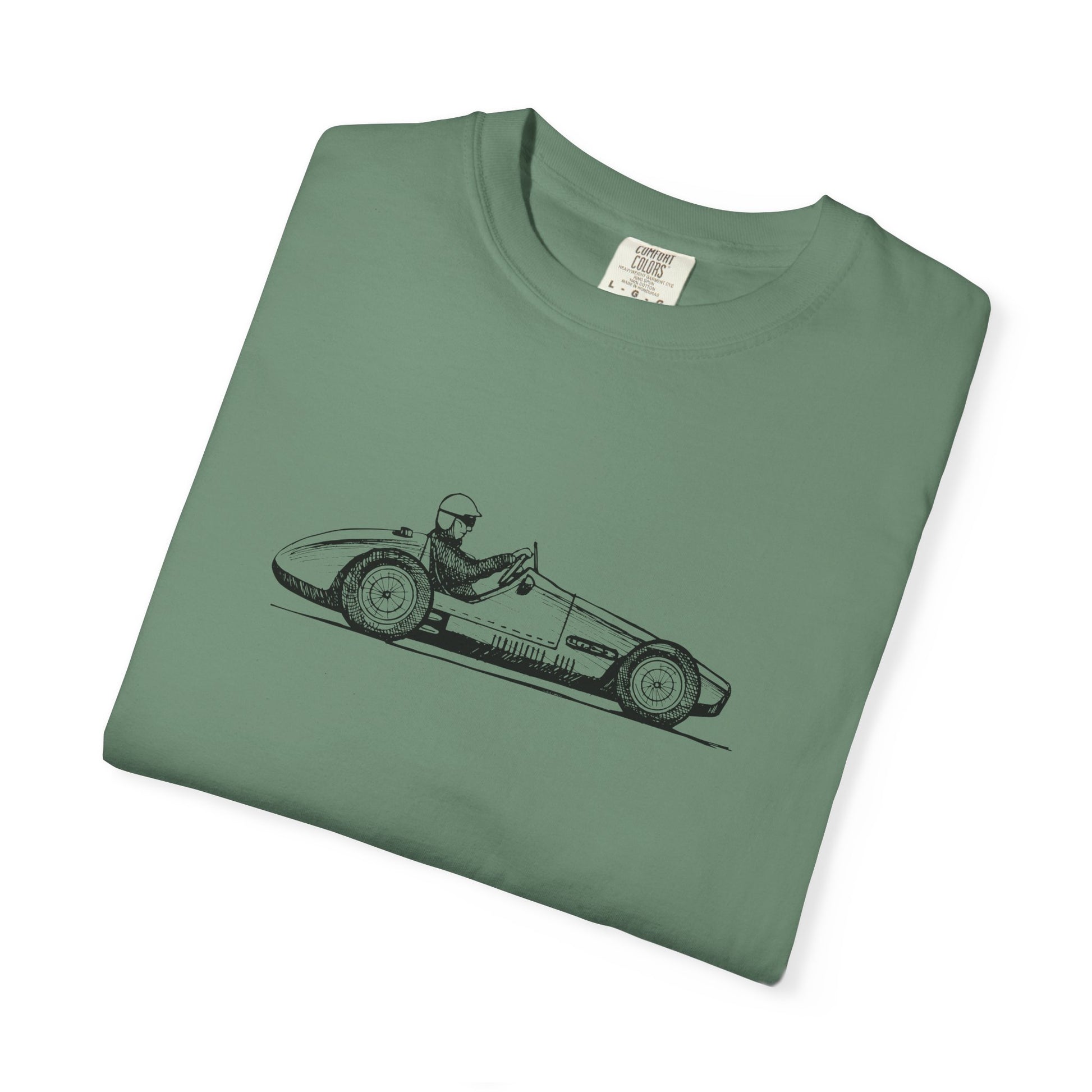 Vintage Racing Car T-Shirt — Classic Open-Wheel Driver Illustration