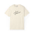 Beige t-shirt with a thanks graphic 