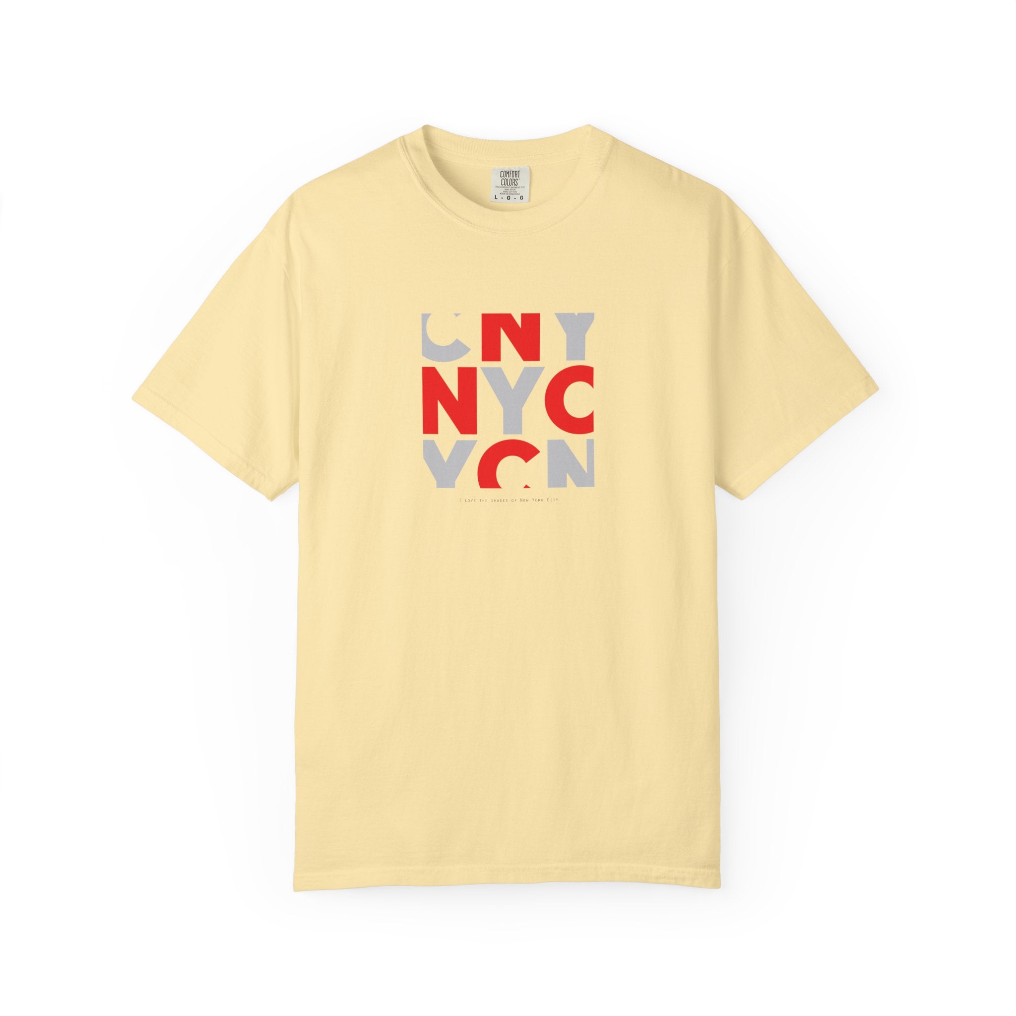 NYC Block Graphic T-Shirt — Retro Red & Gray City Design