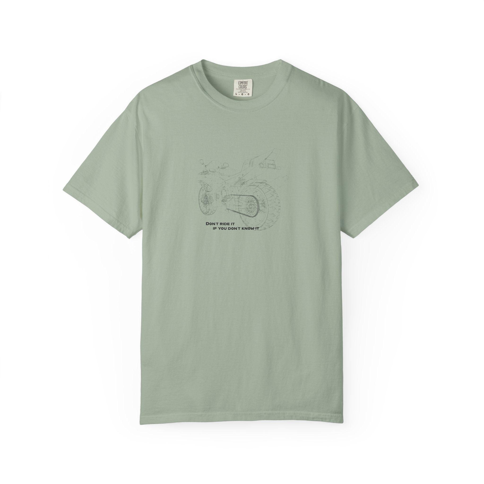 Graphic T-Shirt — Minimalist Tee, Motorcycle drawing