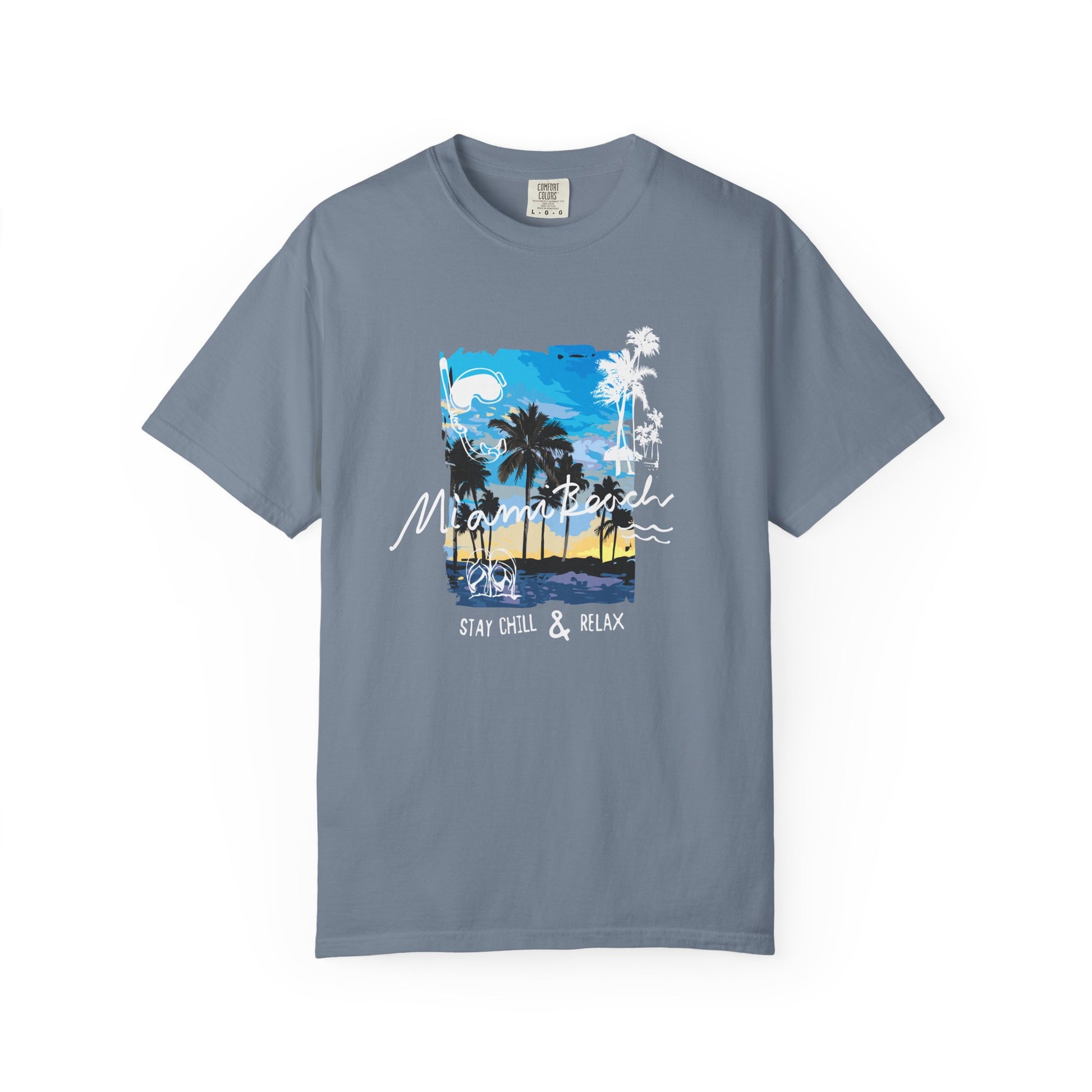 Maui Beach T-Shirt — "Stay Chill & Relax" Tropical Palm Sunset Tee