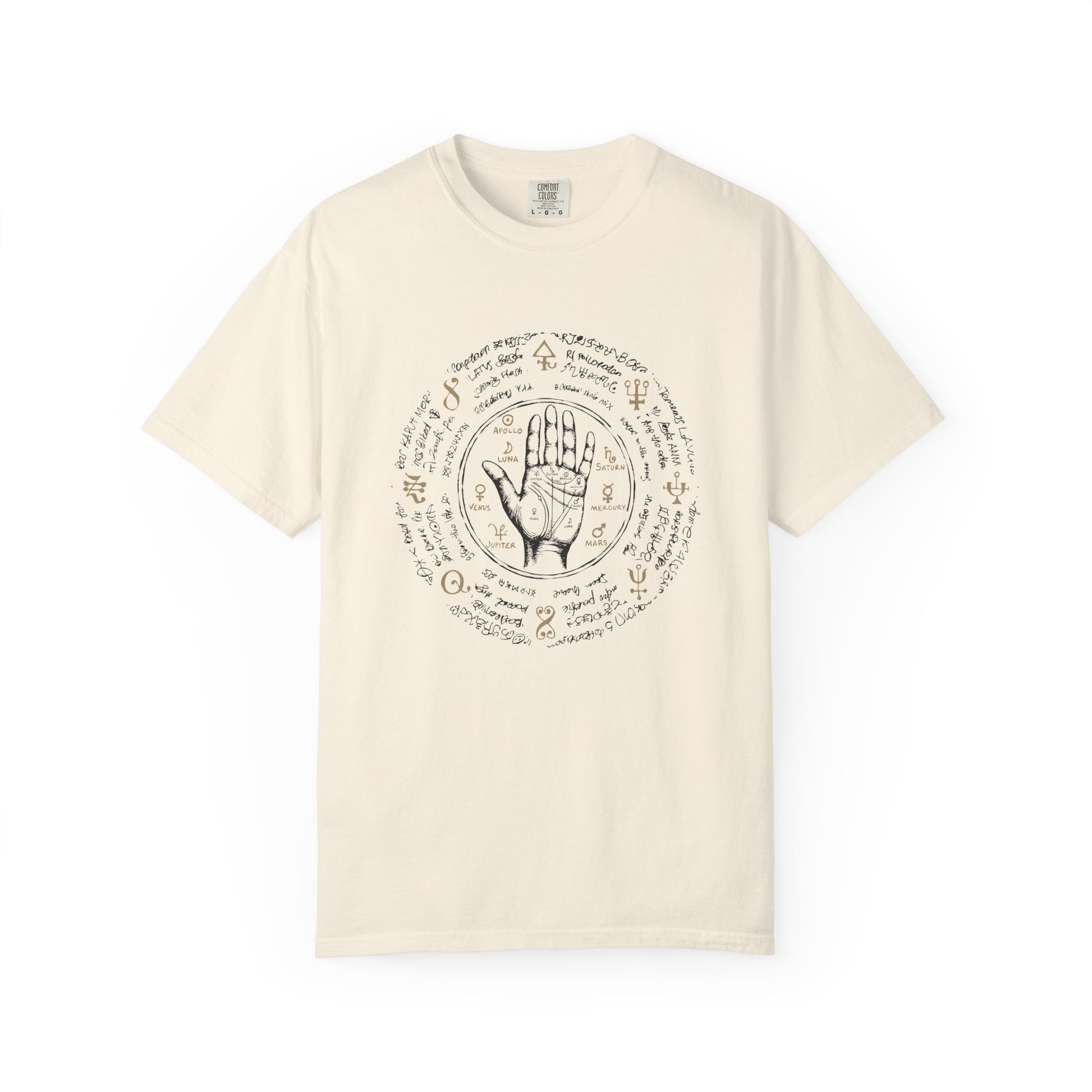 Palmistry Circle T‑Shirt – Vintage Hand & Palm Reading Design