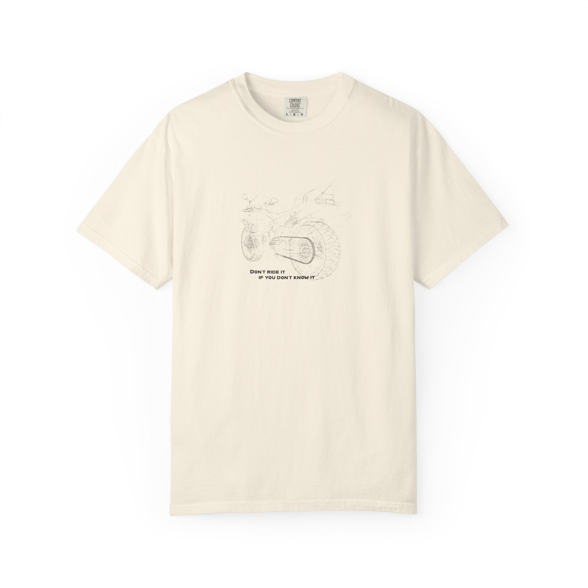 Graphic T-Shirt — Minimalist Tee, Motorcycle drawing