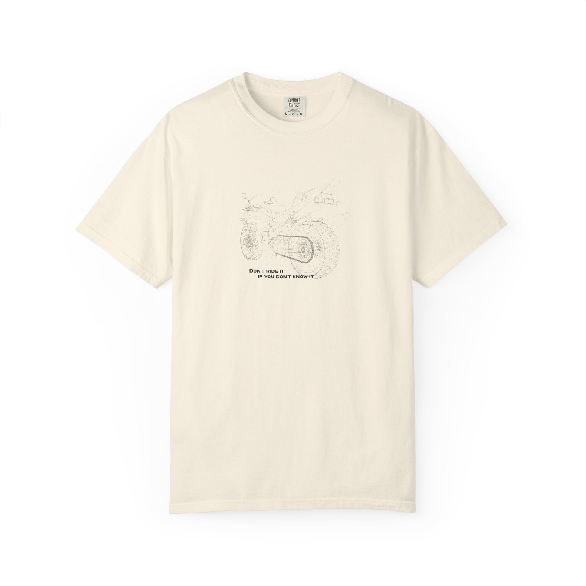 Graphic T-Shirt — Minimalist Tee, Motorcycle drawing