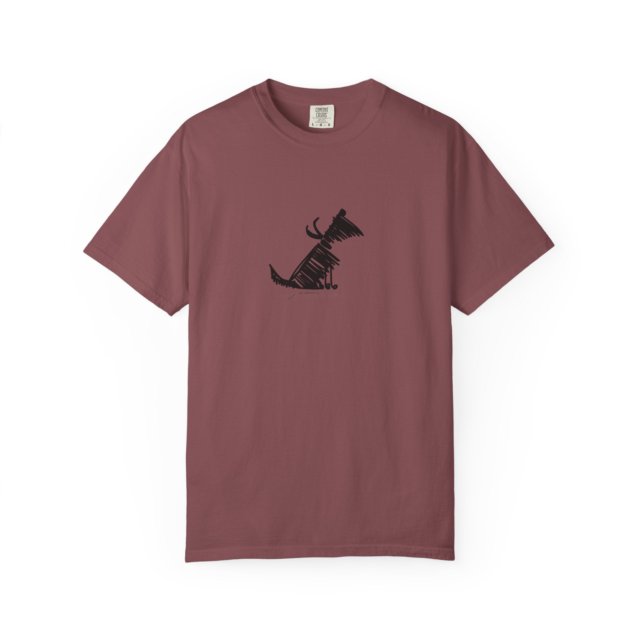 Mauve t-shirt with a dog graphic