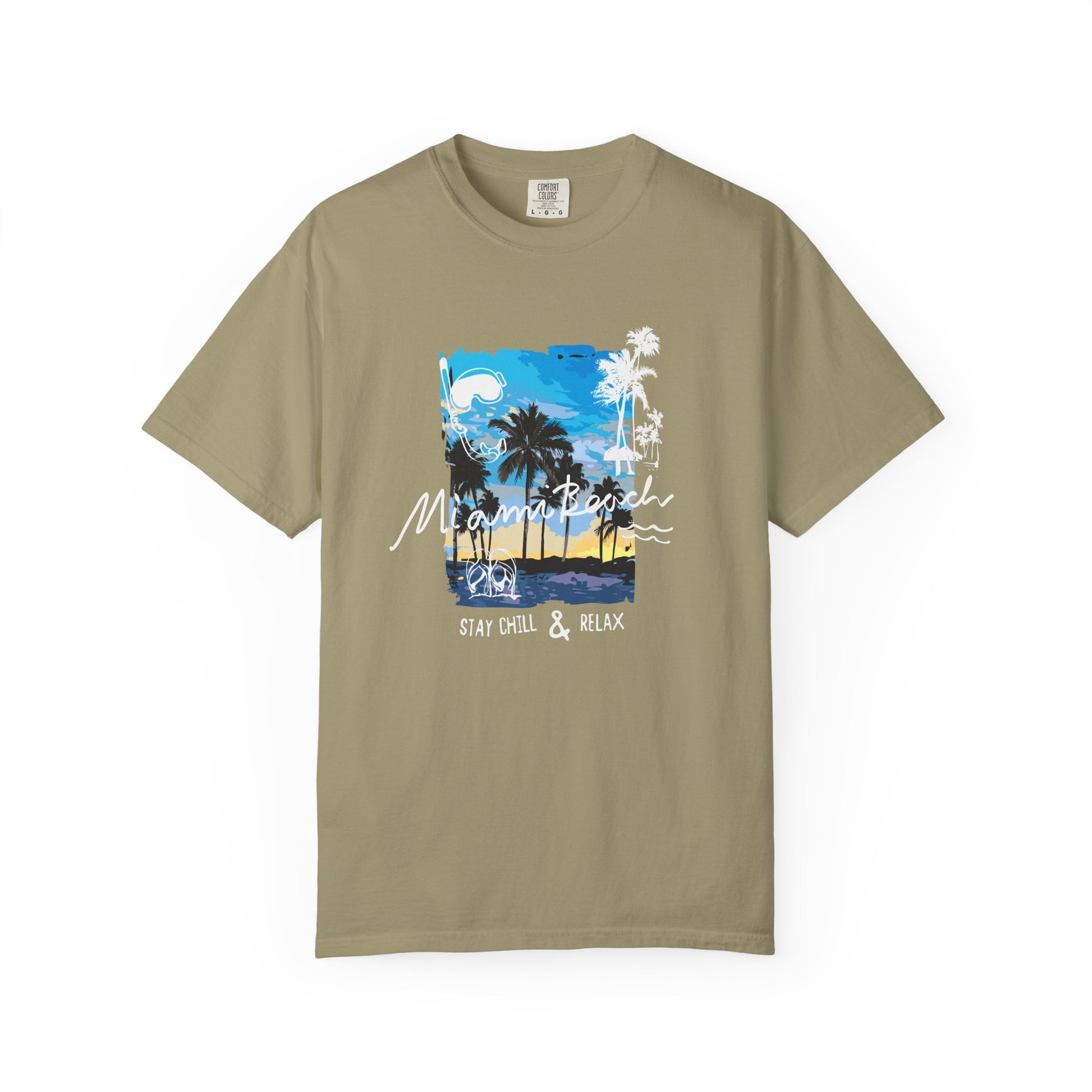 Maui Beach T-Shirt — "Stay Chill & Relax" Tropical Palm Sunset Tee