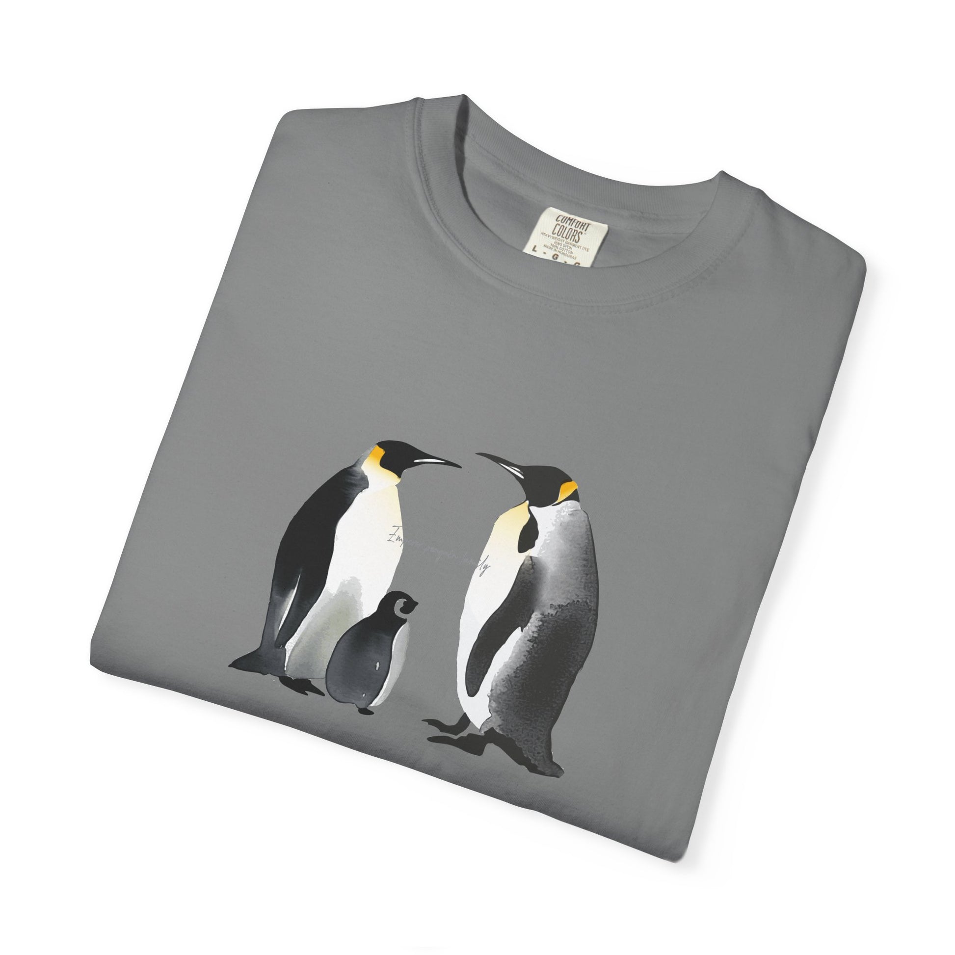 Penguin Family T‑Shirt — Cute Emperor Penguin Mom, Dad & Chick Graphic Tee