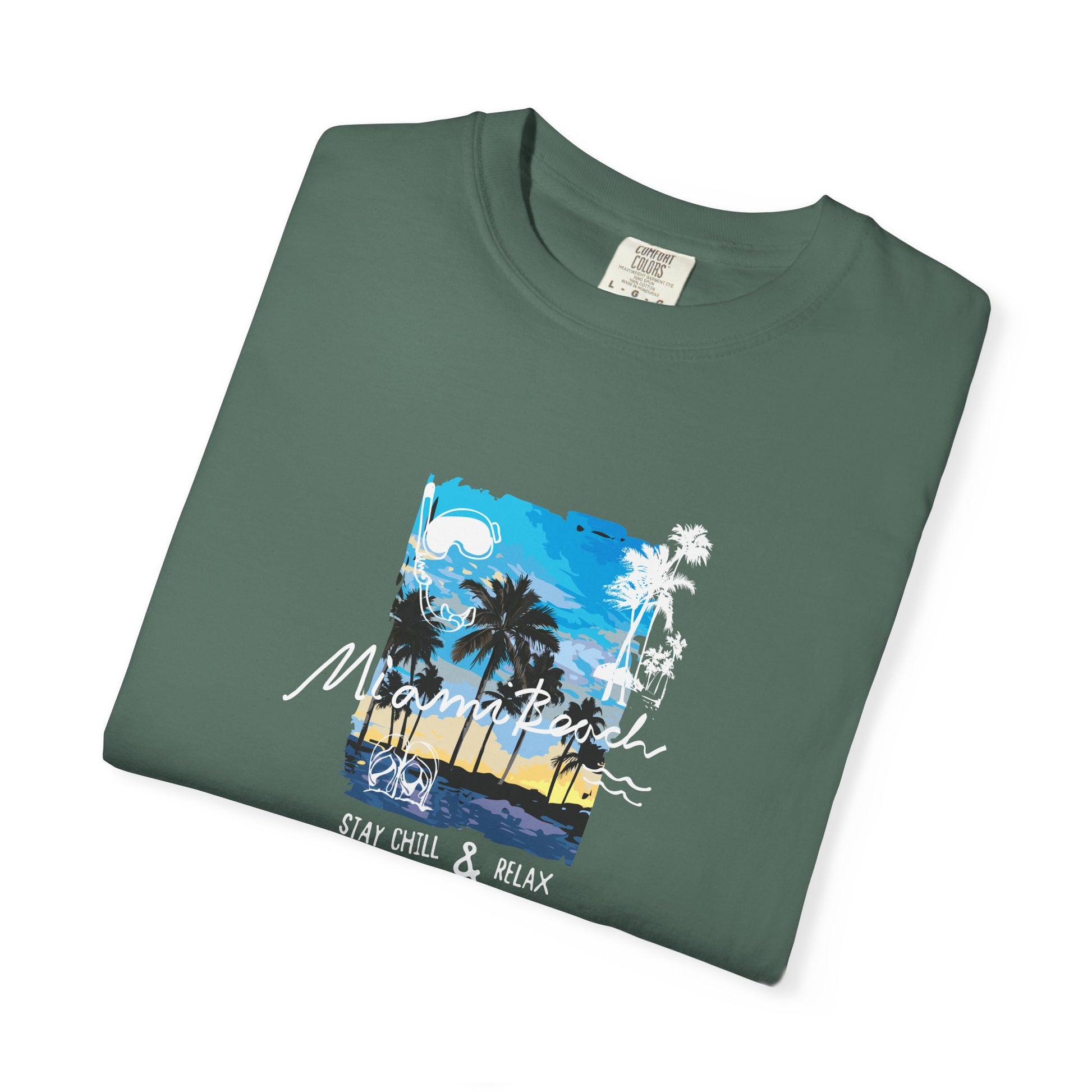 Maui Beach T-Shirt — "Stay Chill & Relax" Tropical Palm Sunset Tee
